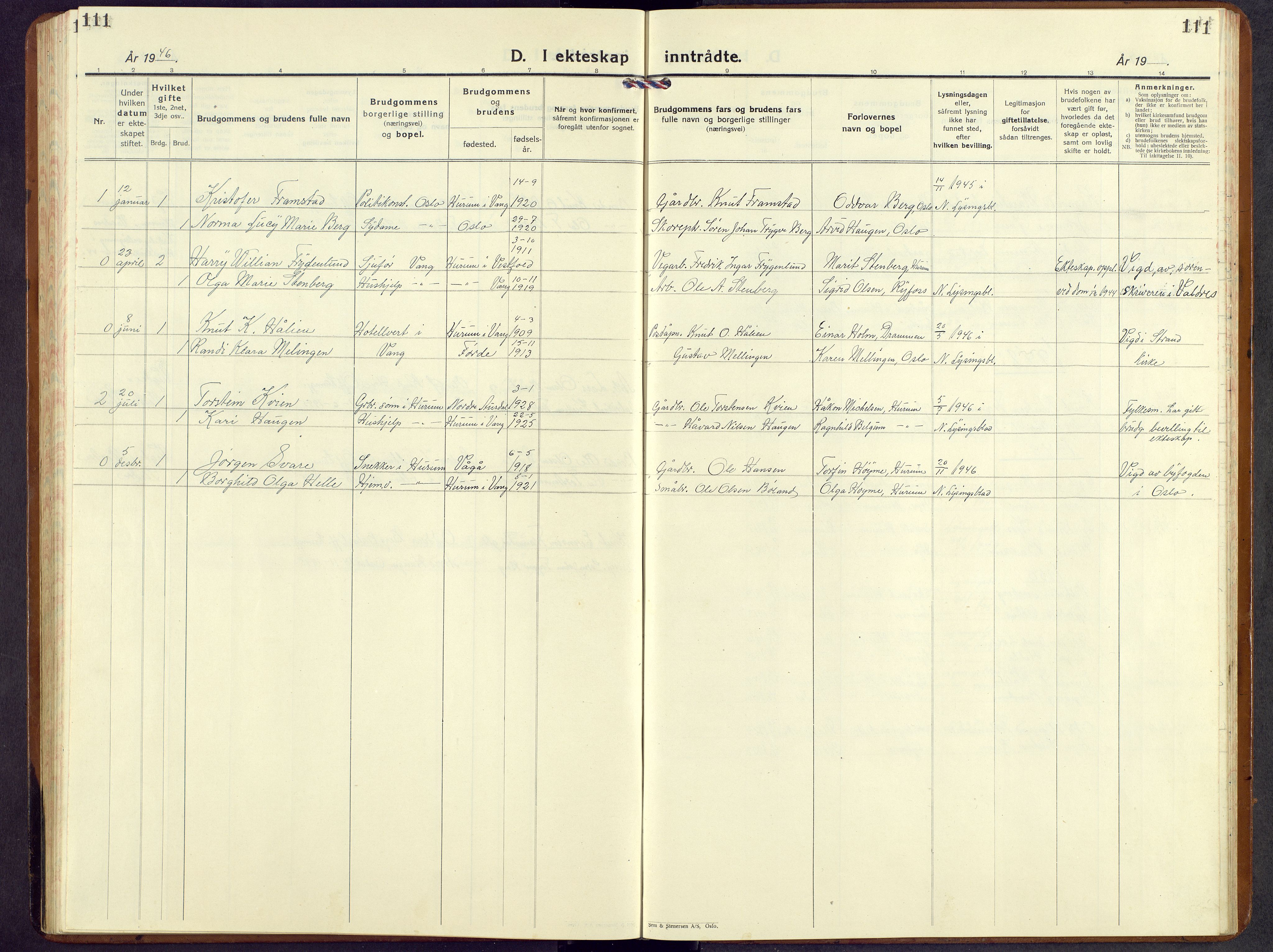 Vang prestekontor, Valdres, AV/SAH-PREST-140/H/Hb/L0008: Parish register (copy) no. 8, 1925-1967, p. 111