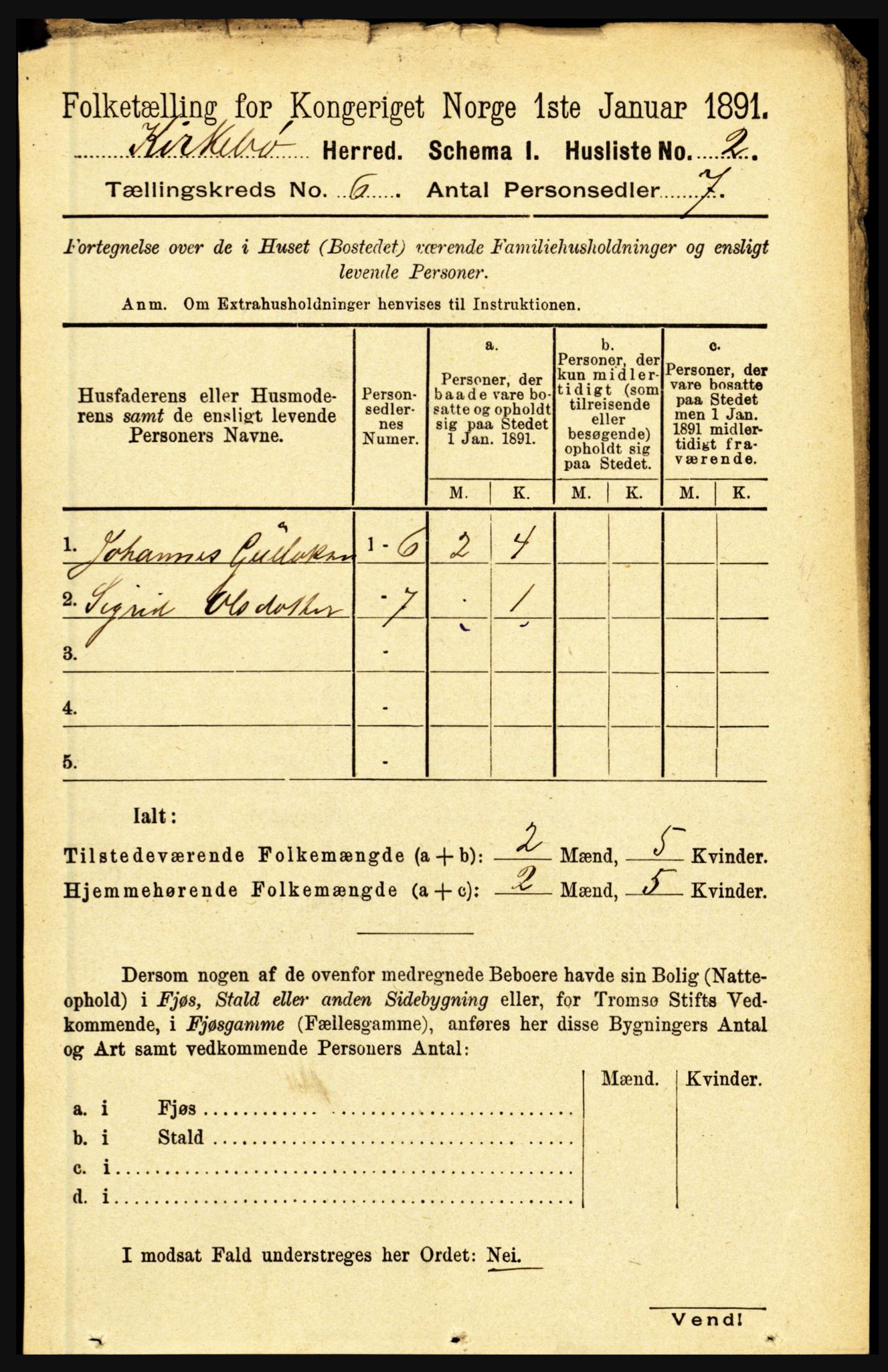 RA, 1891 census for 1416 Kyrkjebø, 1891, p. 1315