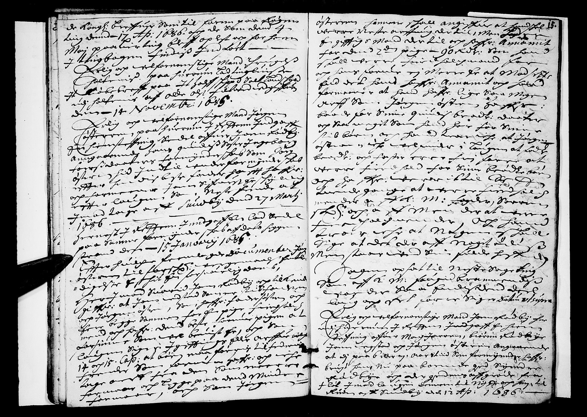 Lier, Røyken og Hurum sorenskriveri, AV/SAKO-A-89/F/Fa/L0027: Tingbok, 1686, p. 15