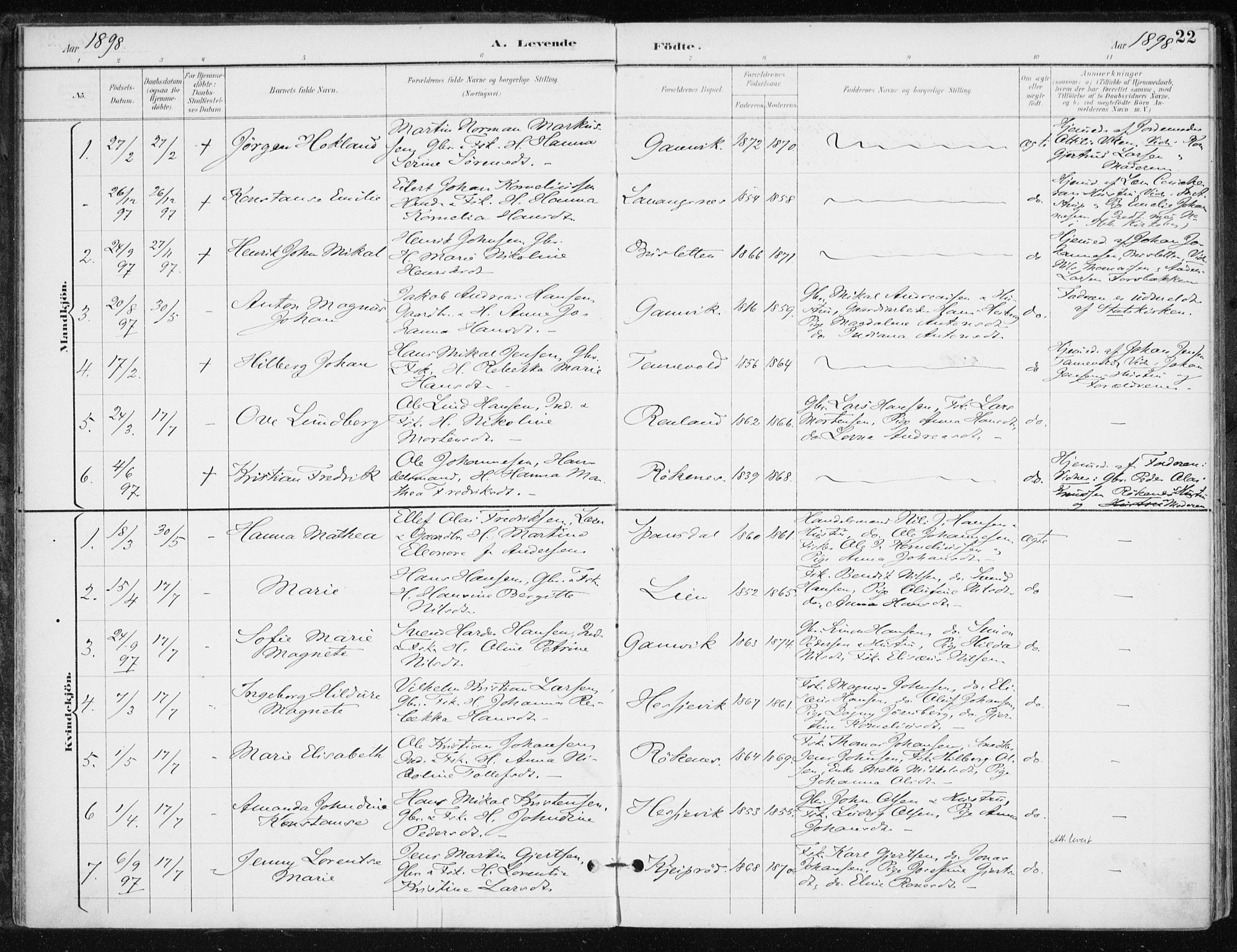 Salangen sokneprestembete, SATØ/S-1324/H/Ha/L0001kirke: Parish register (official) no. 1, 1893-1911, p. 22