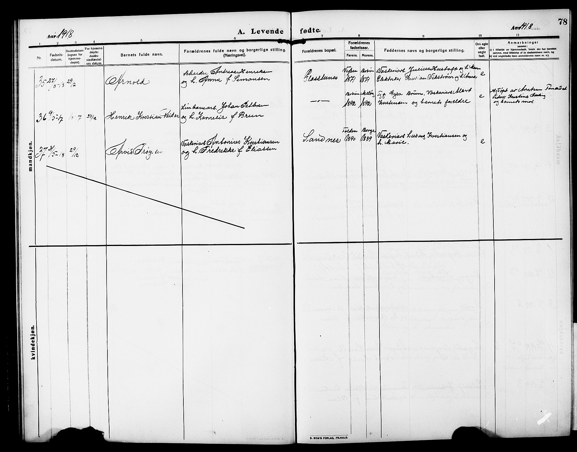 Ministerialprotokoller, klokkerbøker og fødselsregistre - Nordland, AV/SAT-A-1459/850/L0710: Parish register (official) no. 850A02, 1910-1920, p. 78