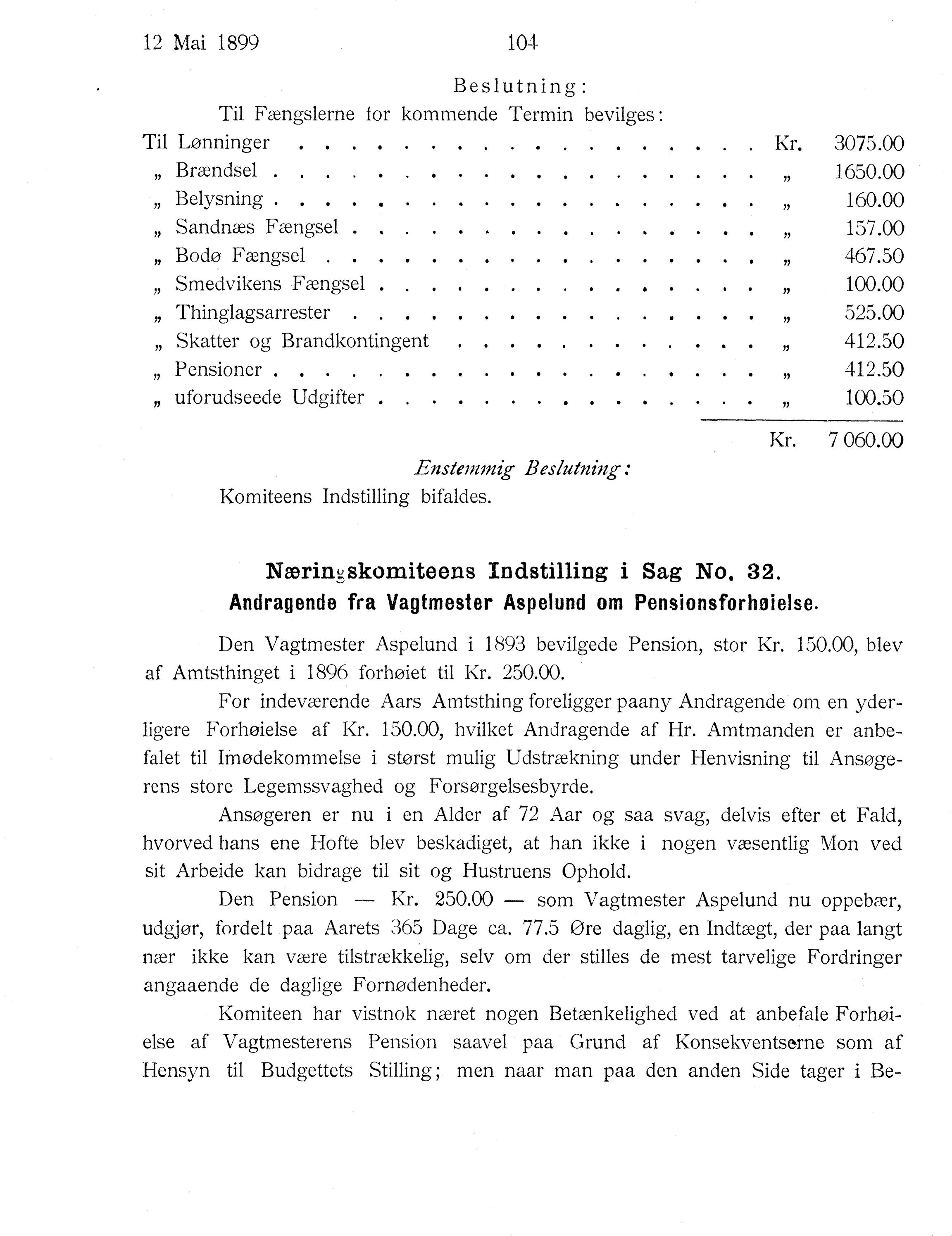 Nordland Fylkeskommune. Fylkestinget, AIN/NFK-17/176/A/Ac/L0022: Fylkestingsforhandlinger 1899, 1899