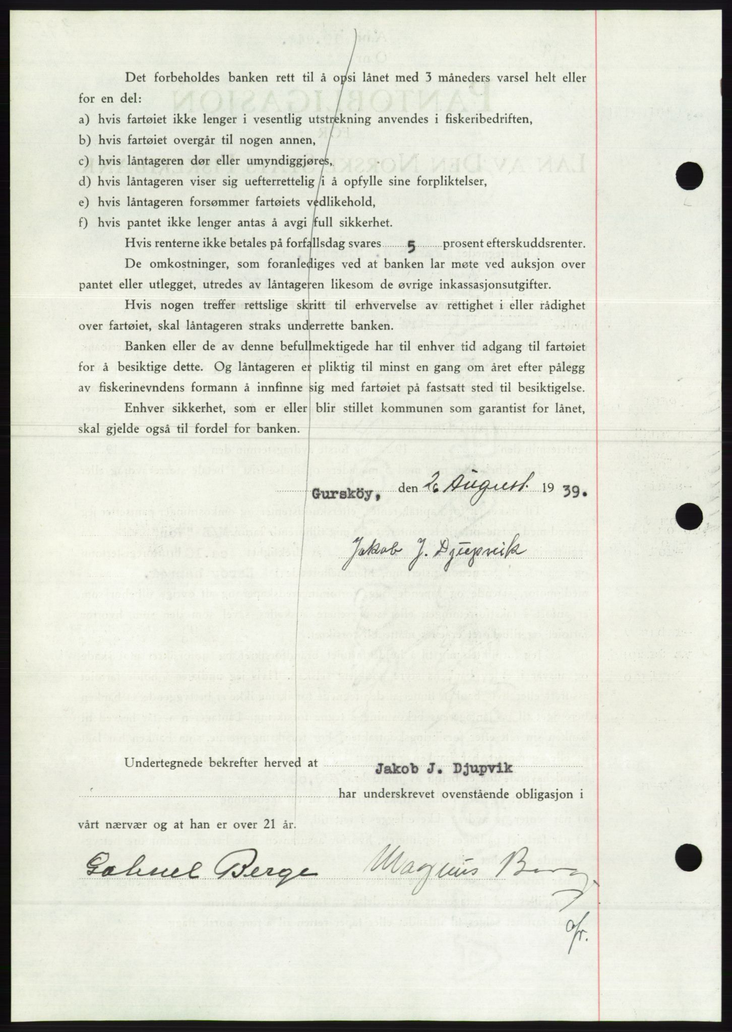 Søre Sunnmøre sorenskriveri, AV/SAT-A-4122/1/2/2C/L0068: Mortgage book no. 62, 1939-1939, Diary no: : 1199/1939