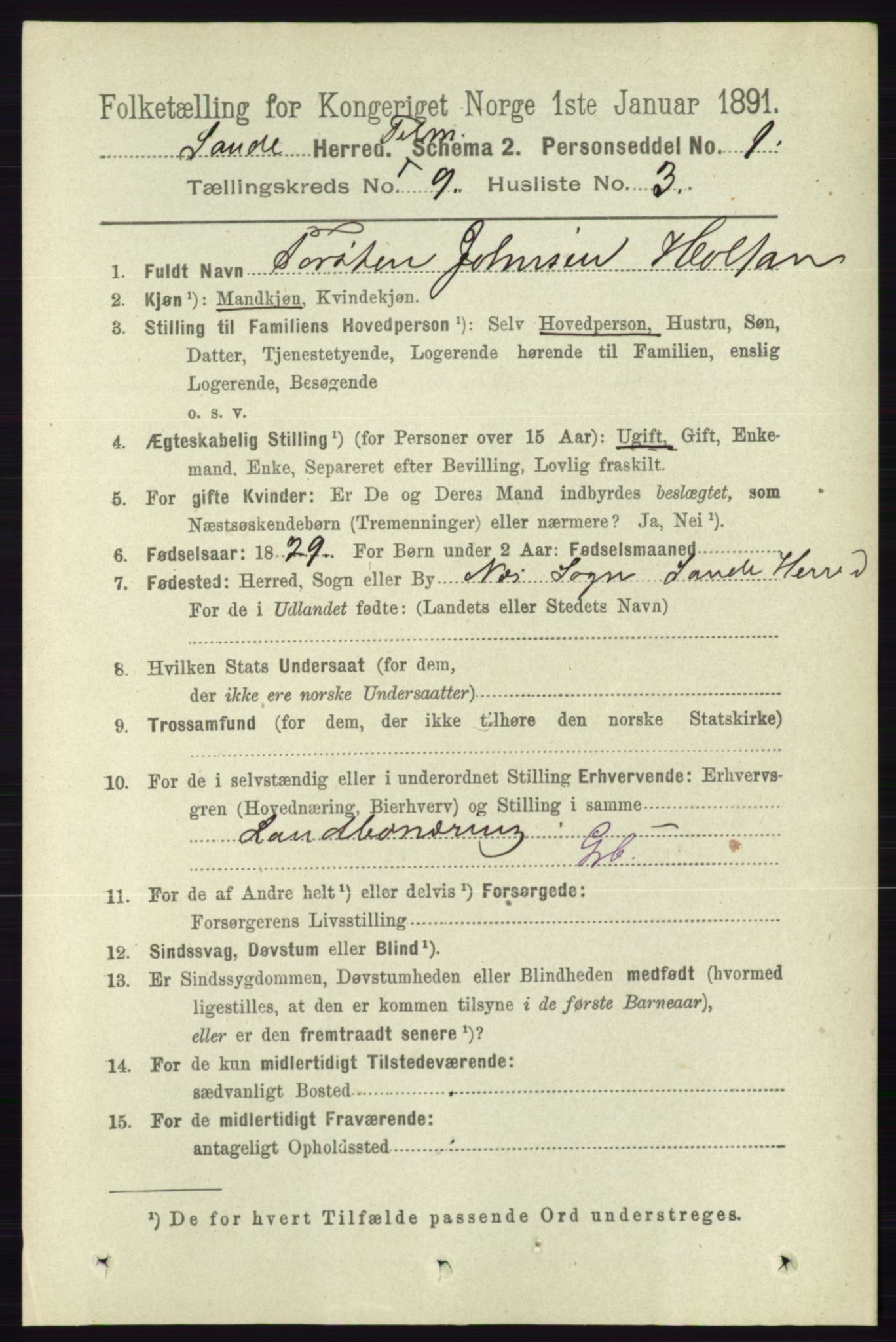 RA, 1891 census for 0822 Sauherad, 1891, p. 2714