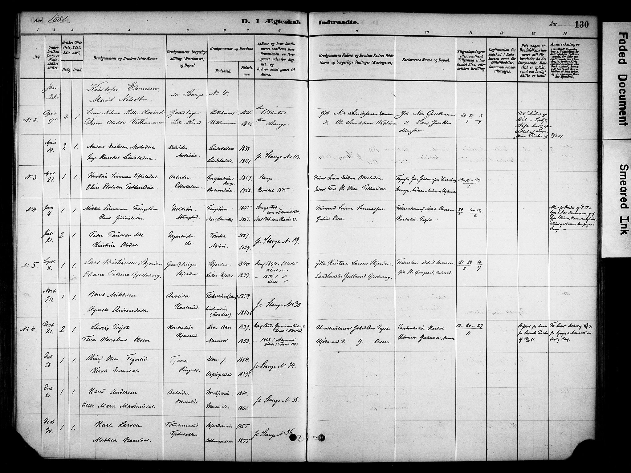 Stange prestekontor, SAH/PREST-002/K/L0019: Parish register (official) no. 19, 1880-1891, p. 130