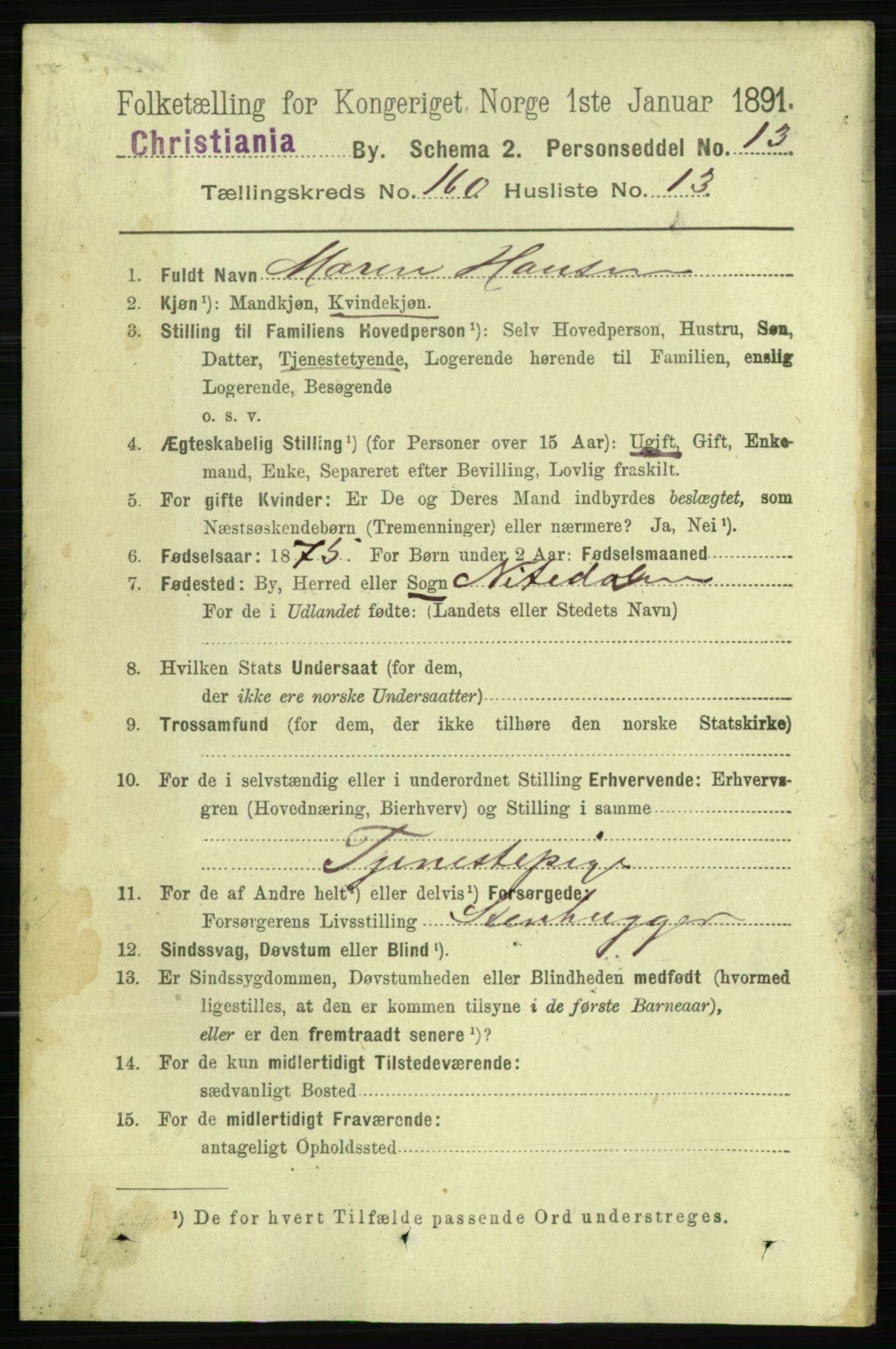 RA, 1891 census for 0301 Kristiania, 1891, p. 91024