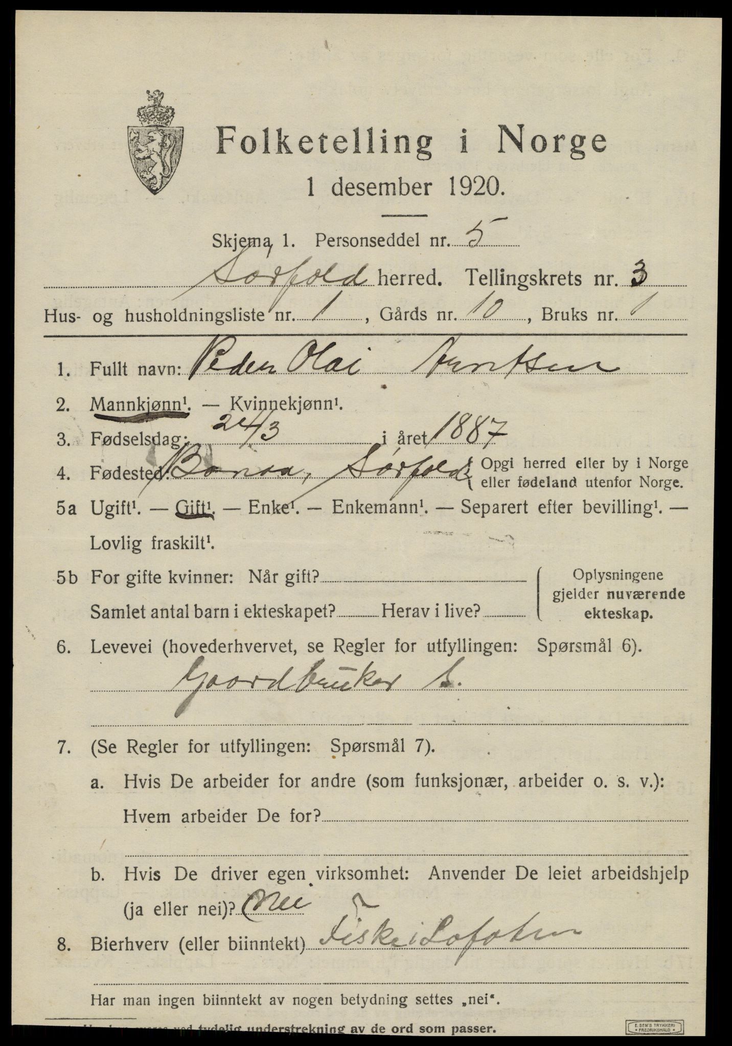 SAT, 1920 census for Sørfold, 1920, p. 1917