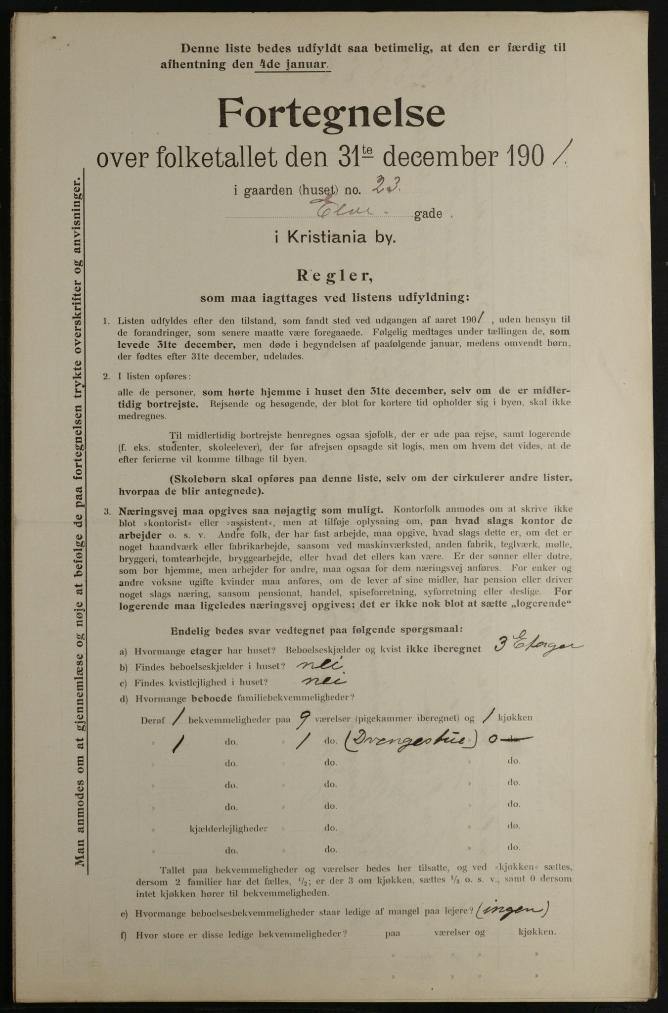 OBA, Municipal Census 1901 for Kristiania, 1901, p. 3327