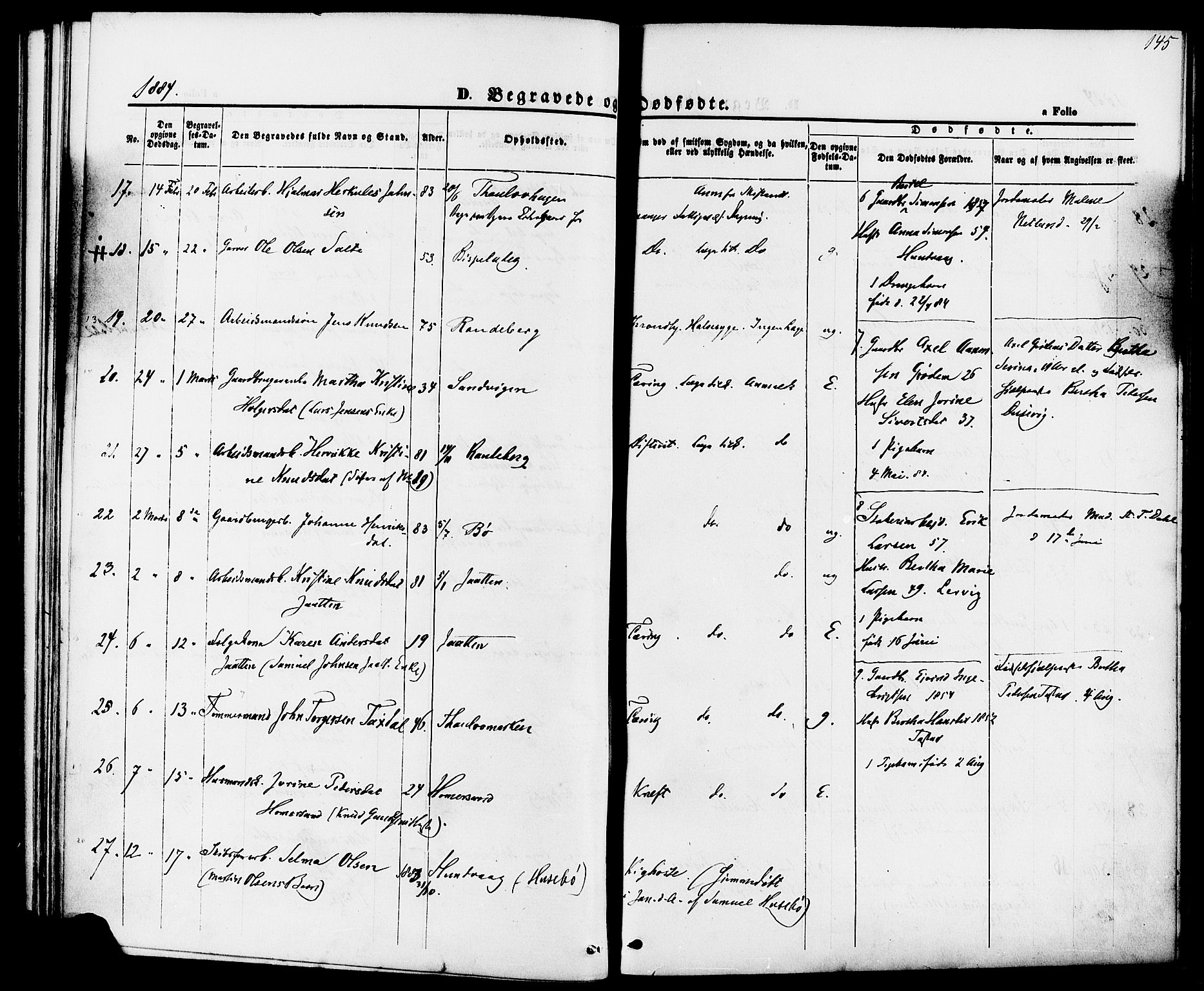 Hetland sokneprestkontor, AV/SAST-A-101826/30/30BA/L0006: Parish register (official) no. A 6, 1869-1884, p. 145