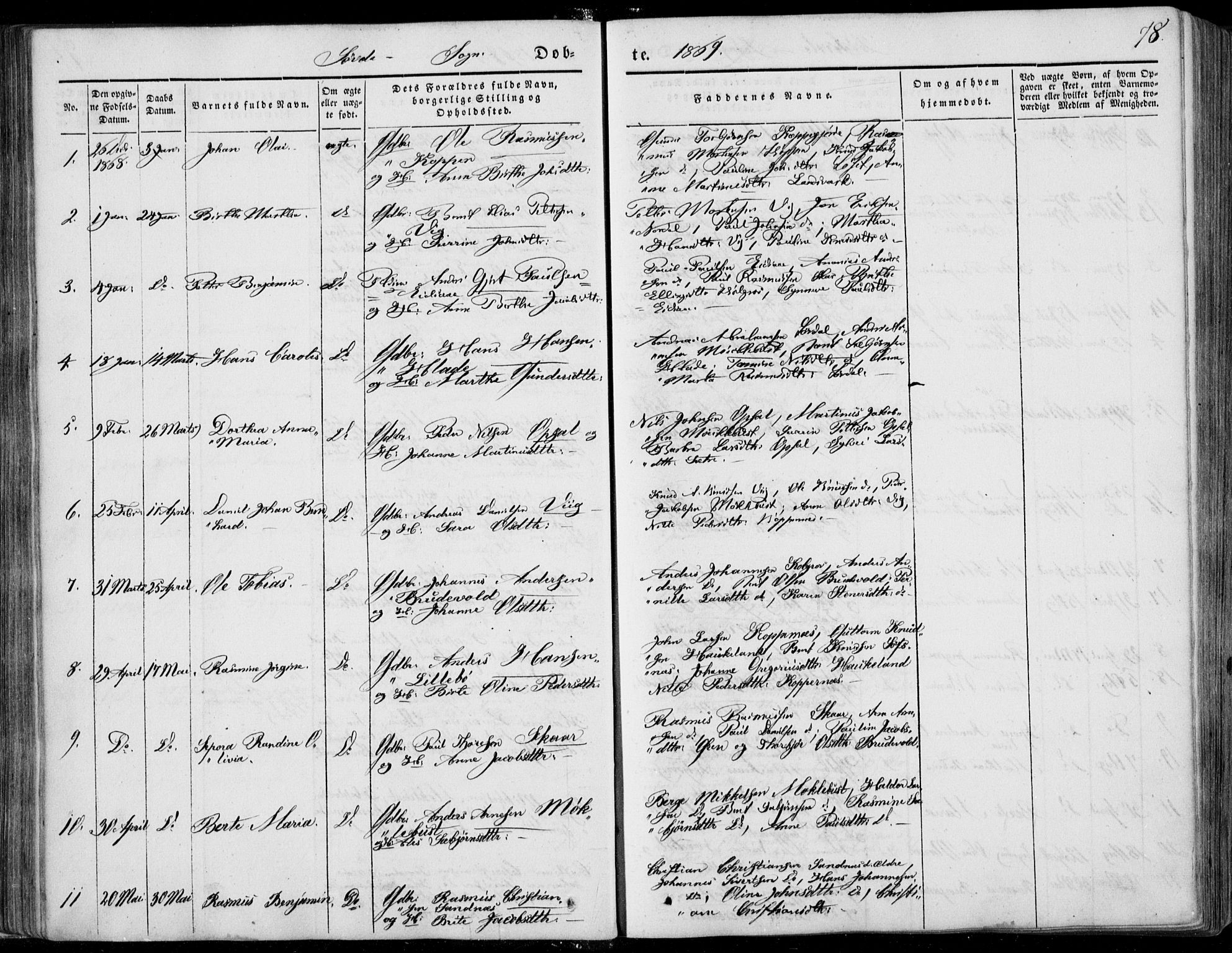 Ministerialprotokoller, klokkerbøker og fødselsregistre - Møre og Romsdal, SAT/A-1454/502/L0023: Parish register (official) no. 502A01, 1844-1873, p. 78