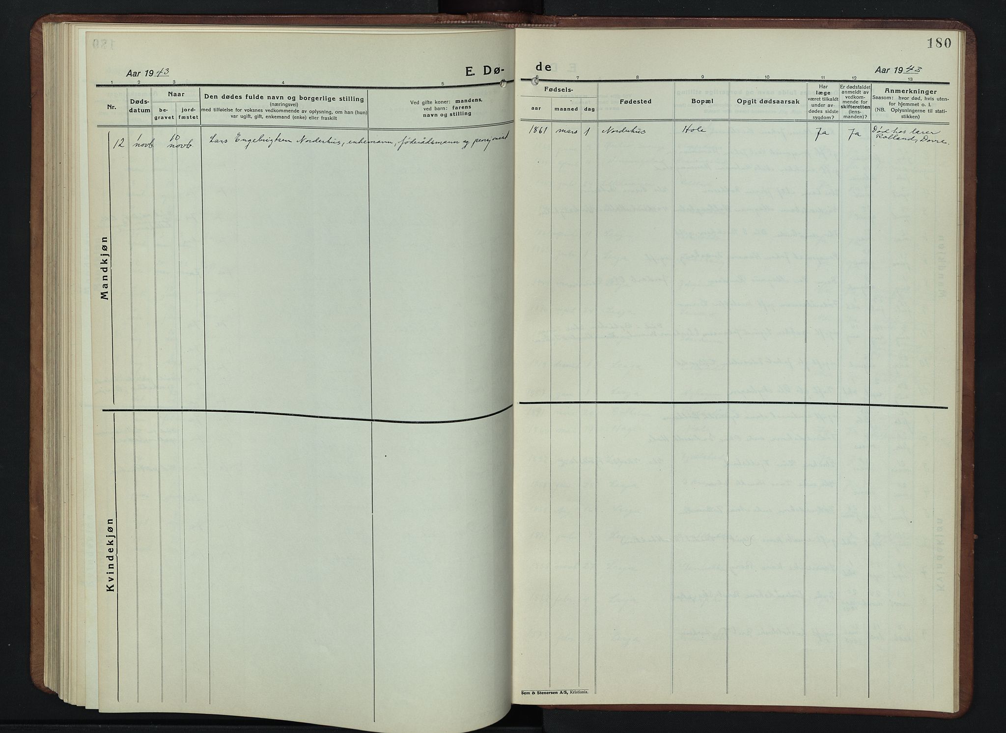 Lesja prestekontor, SAH/PREST-068/H/Ha/Hab/L0009: Parish register (copy) no. 9, 1924-1947, p. 180