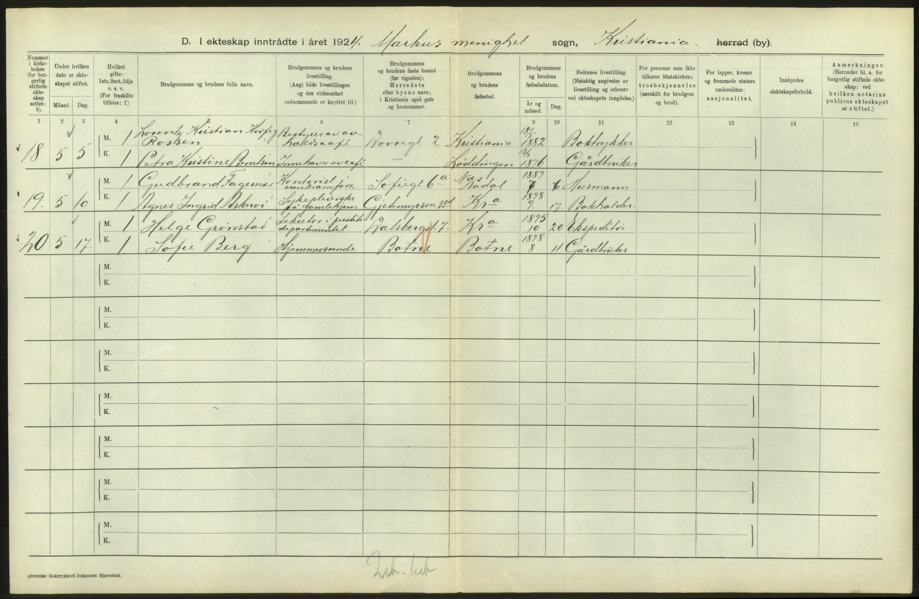 Statistisk sentralbyrå, Sosiodemografiske emner, Befolkning, AV/RA-S-2228/D/Df/Dfc/Dfcd/L0007: Kristiania: Gifte, 1924, p. 782