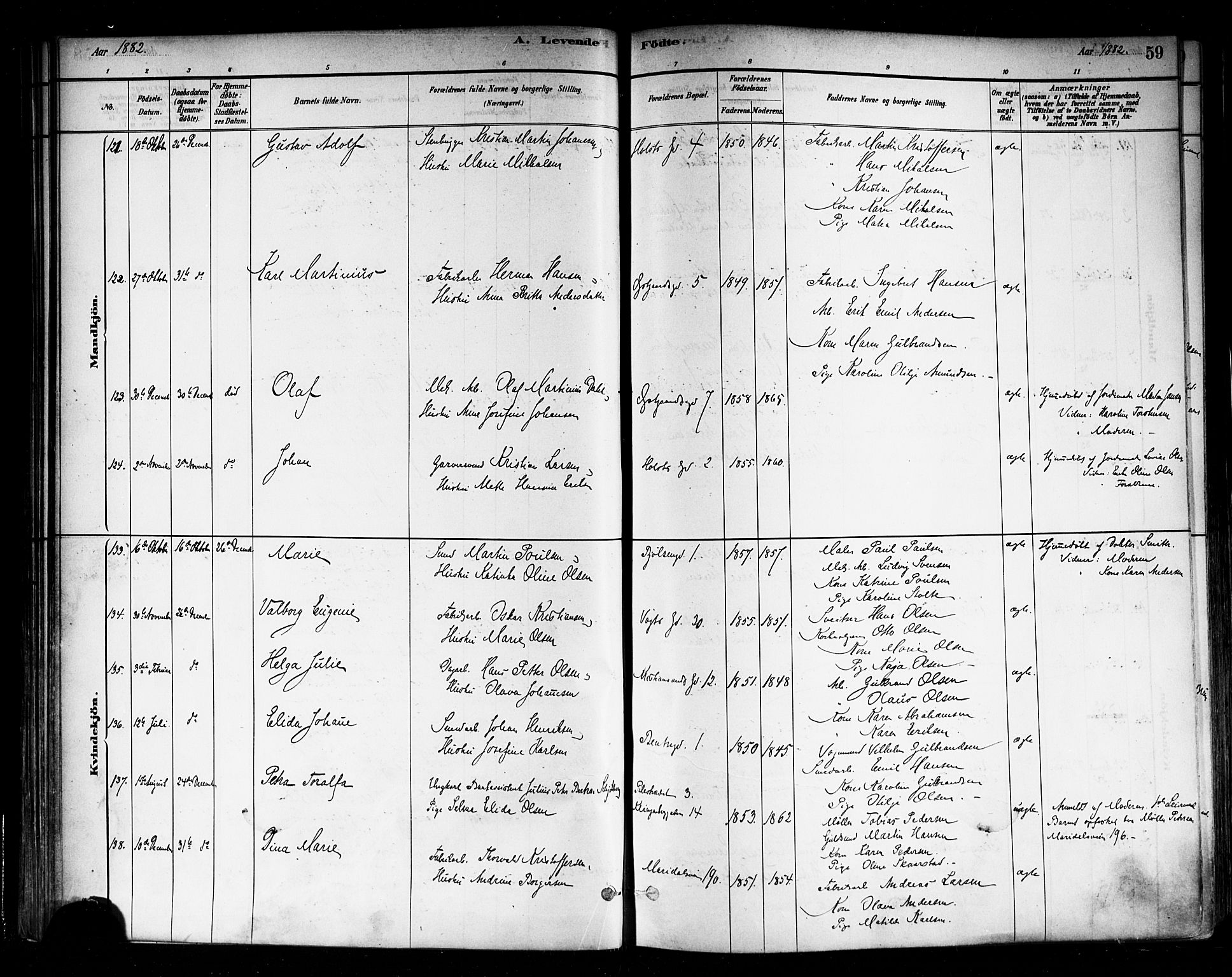 Sagene prestekontor Kirkebøker, SAO/A-10796/F/L0001: Parish register (official) no. 1, 1880-1893, p. 59