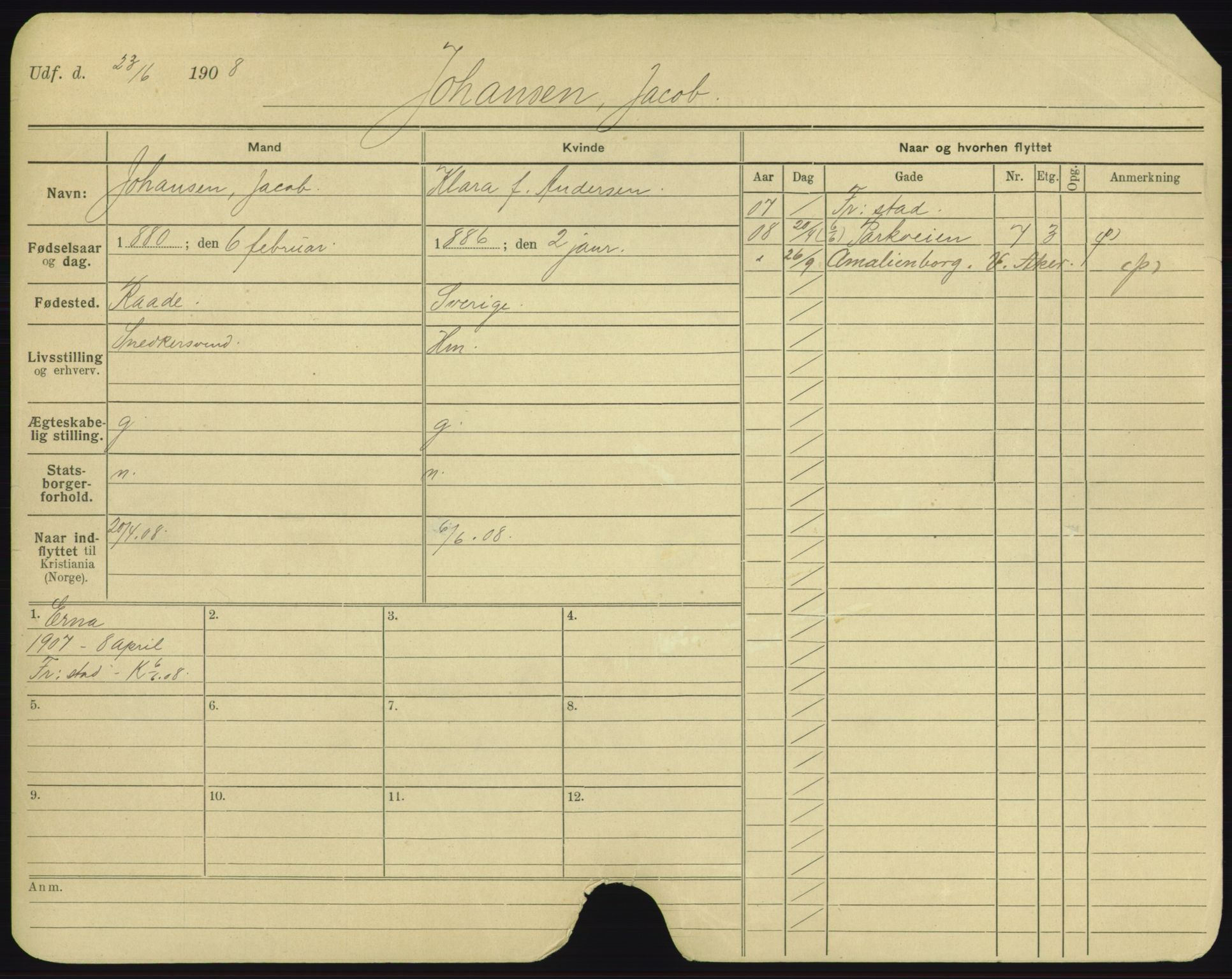 Oslo folkeregister, Registerkort, AV/SAO-A-11715/F/Fa/Fac/L0005: Menn, 1906-1914, p. 553a