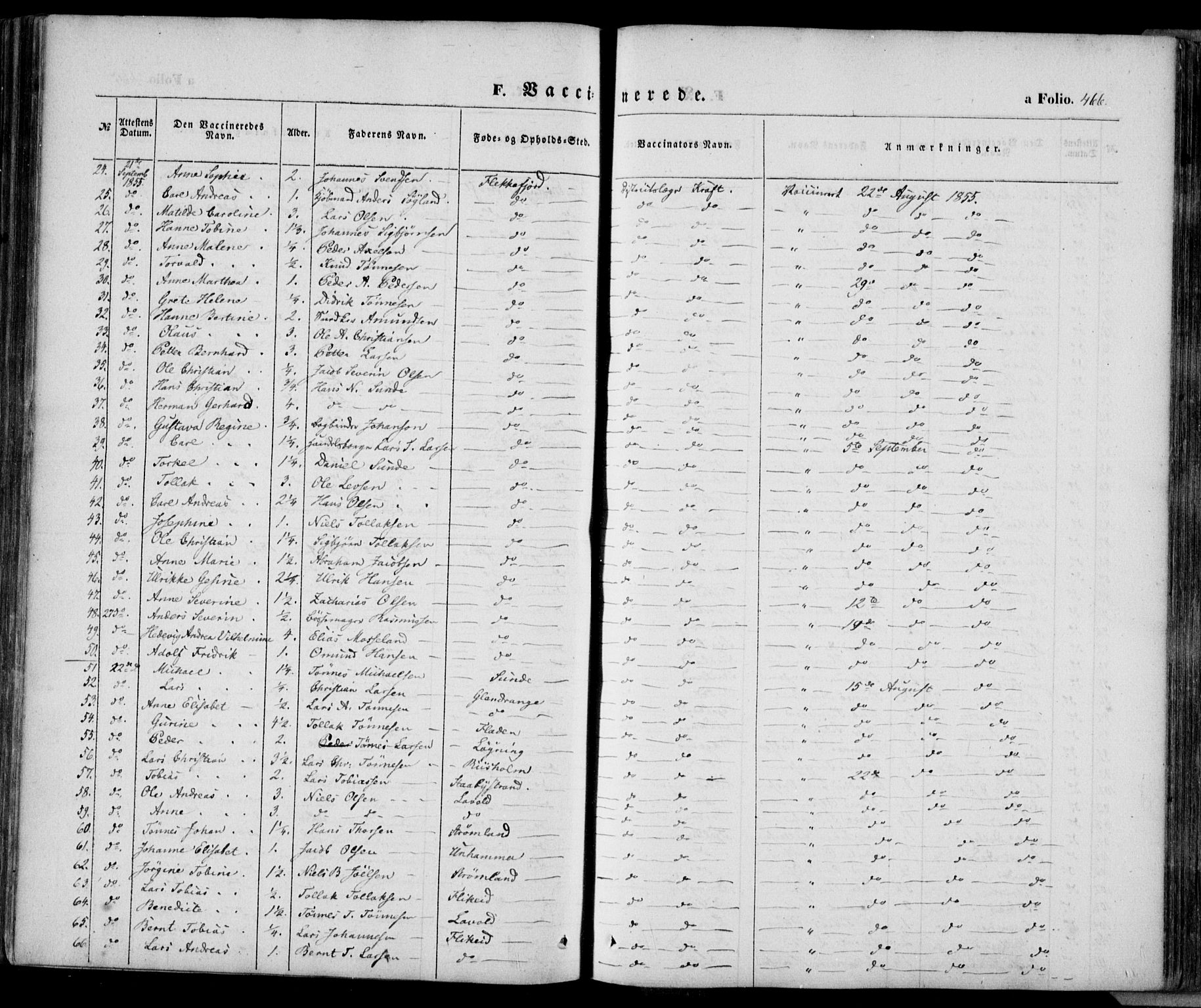 Flekkefjord sokneprestkontor, SAK/1111-0012/F/Fa/Fac/L0005: Parish register (official) no. A 5, 1849-1875, p. 466