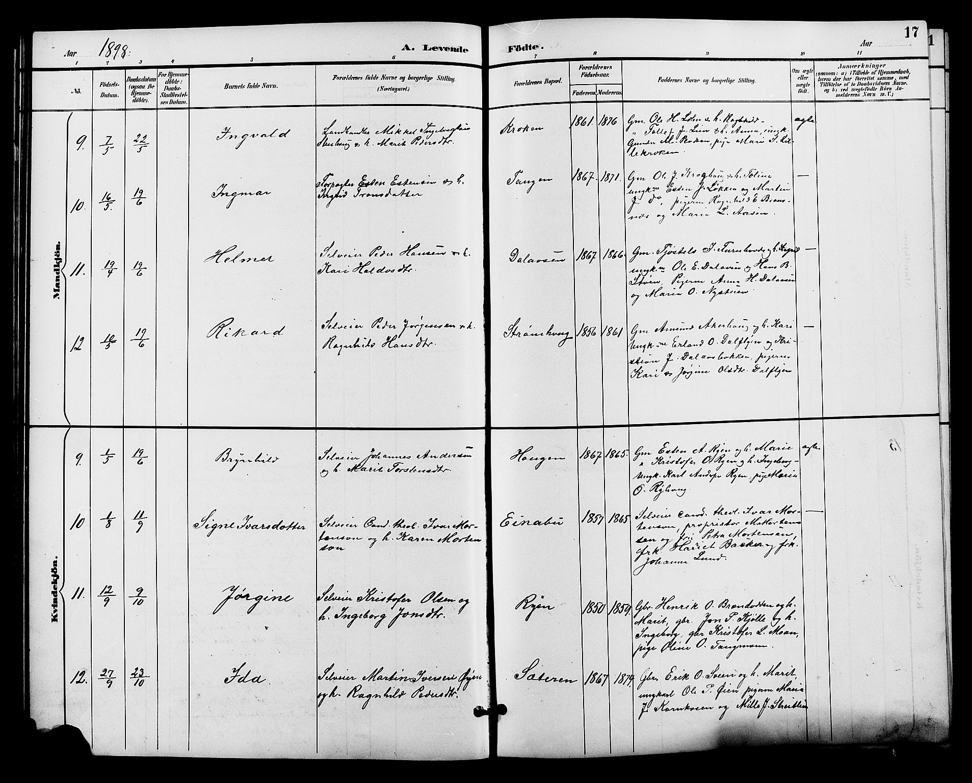 Alvdal prestekontor, SAH/PREST-060/H/Ha/Hab/L0004: Parish register (copy) no. 4, 1894-1910, p. 17