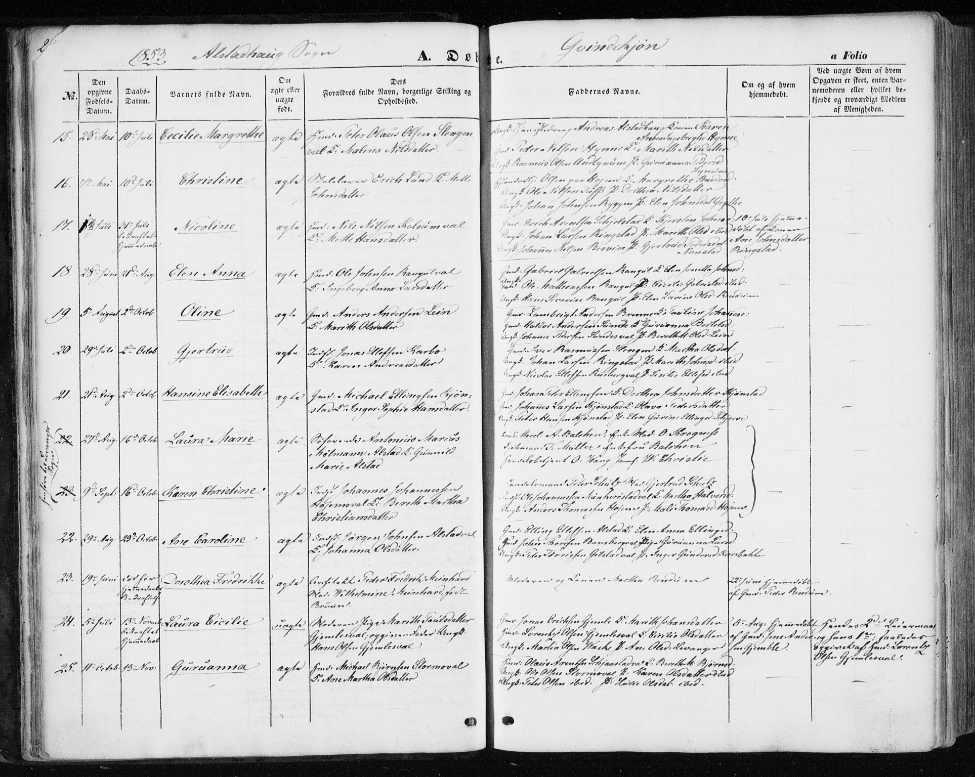 Ministerialprotokoller, klokkerbøker og fødselsregistre - Nord-Trøndelag, SAT/A-1458/717/L0154: Parish register (official) no. 717A07 /1, 1850-1862, p. 23