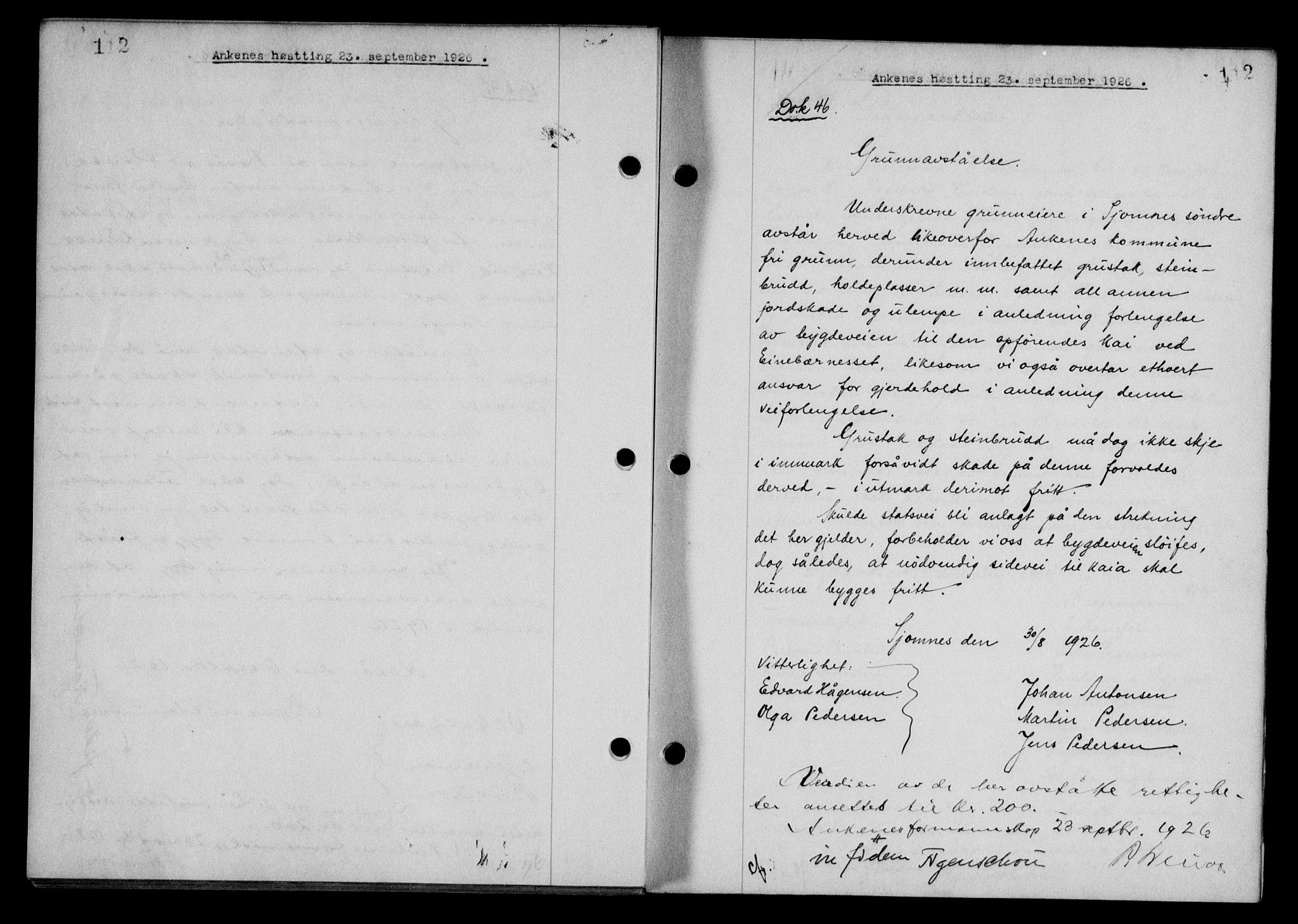 Steigen og Ofoten sorenskriveri, SAT/A-0030/1/2/2C/L0014: Mortgage book no. 13 og 15, 1926-1927, Deed date: 23.09.1926