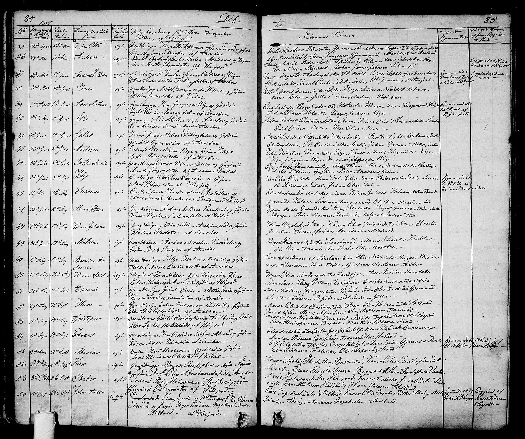 Andebu kirkebøker, AV/SAKO-A-336/G/Ga/L0003: Parish register (copy) no. I 3, 1832-1867, p. 84-85