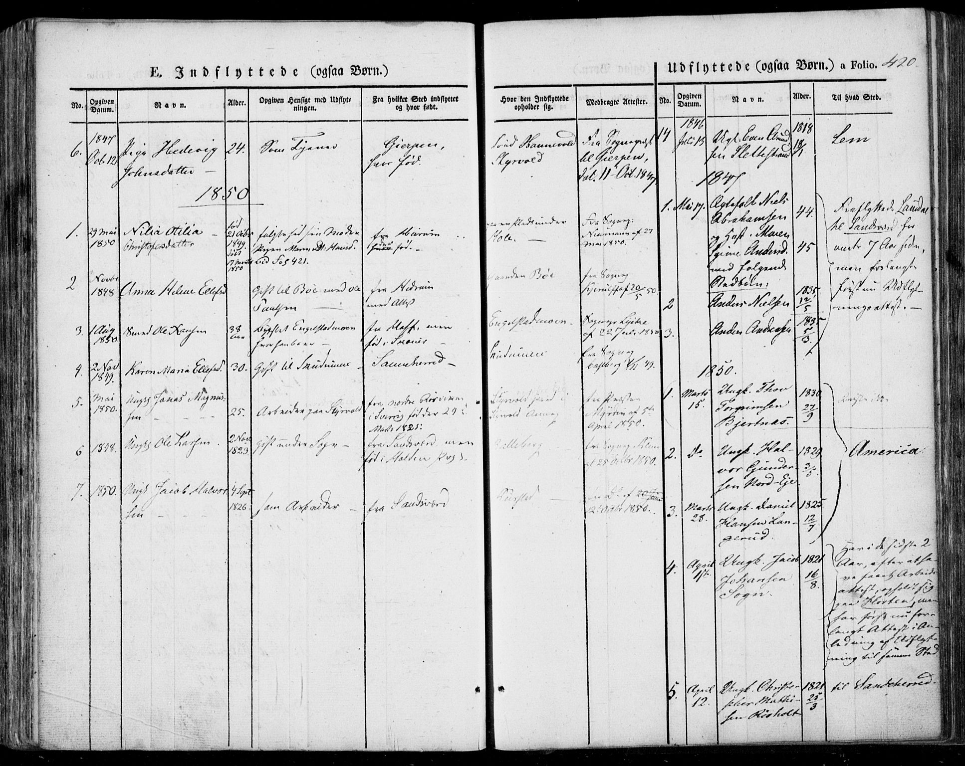 Lardal kirkebøker, AV/SAKO-A-350/F/Fa/L0006: Parish register (official) no. I 6, 1835-1860, p. 420