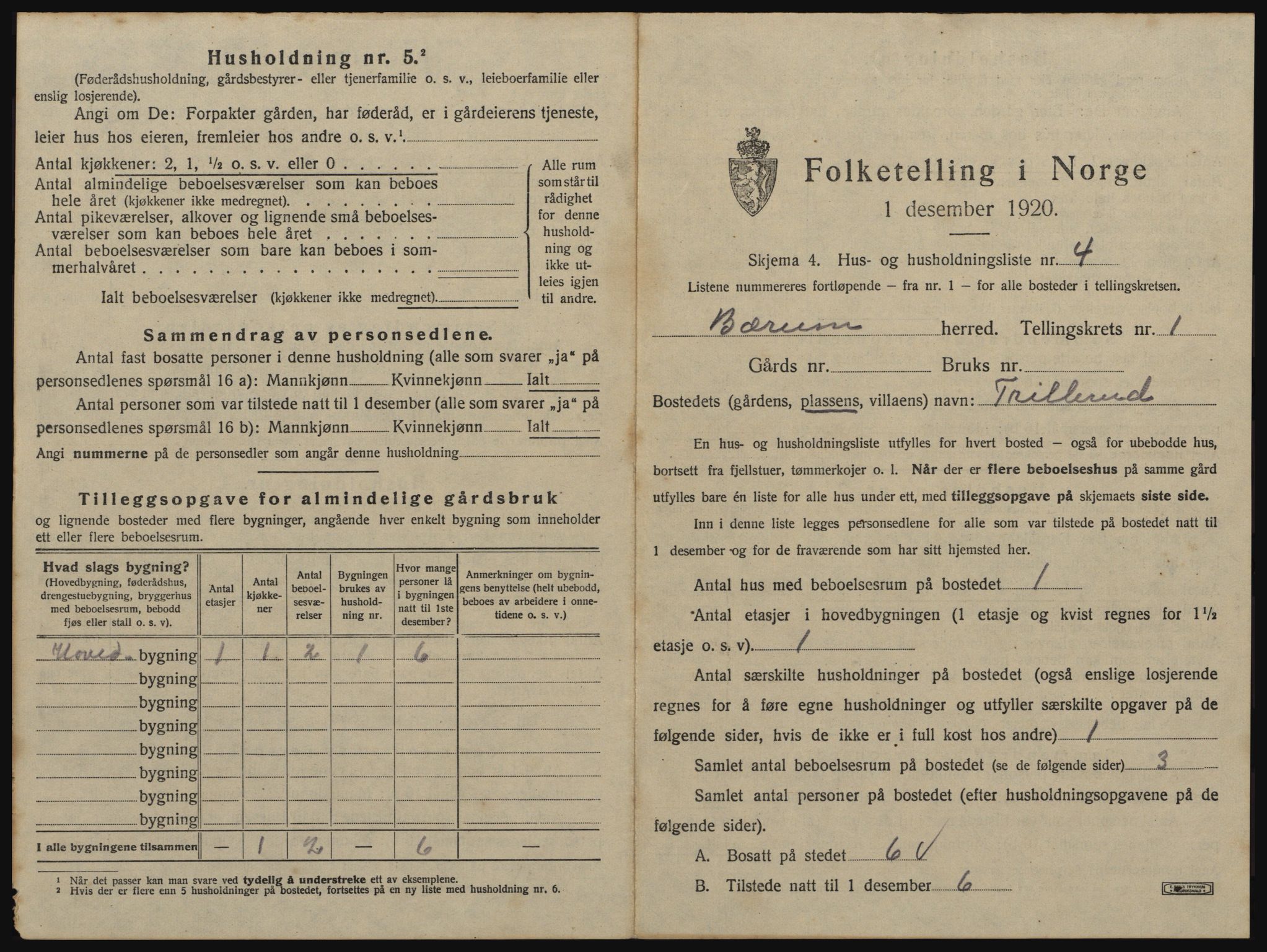 SAO, 1920 census for Bærum, 1920, p. 112