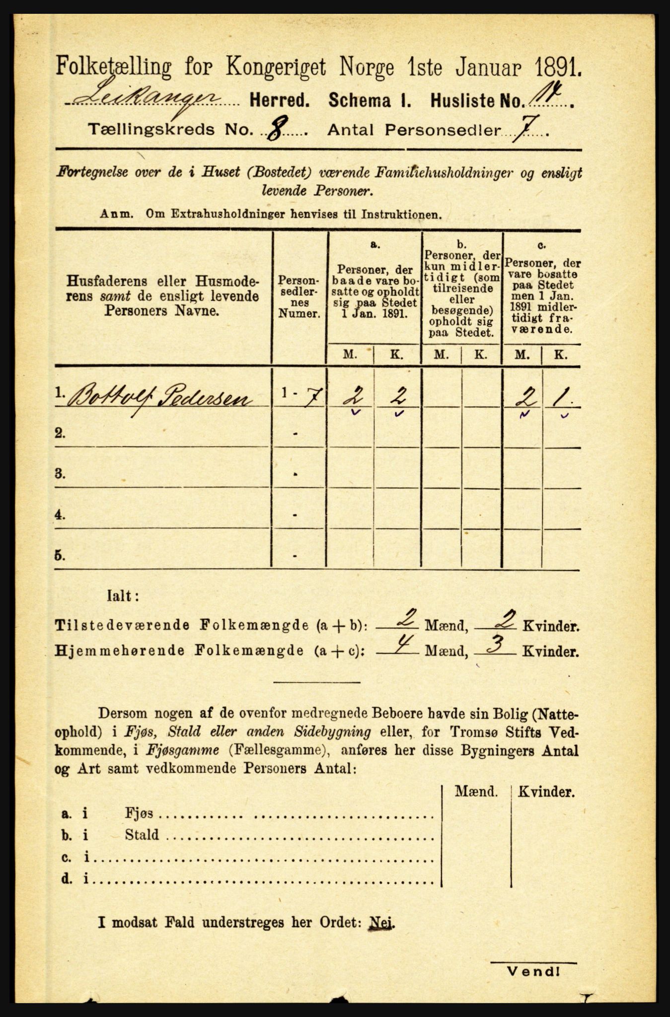 RA, 1891 census for 1419 Leikanger, 1891, p. 1573