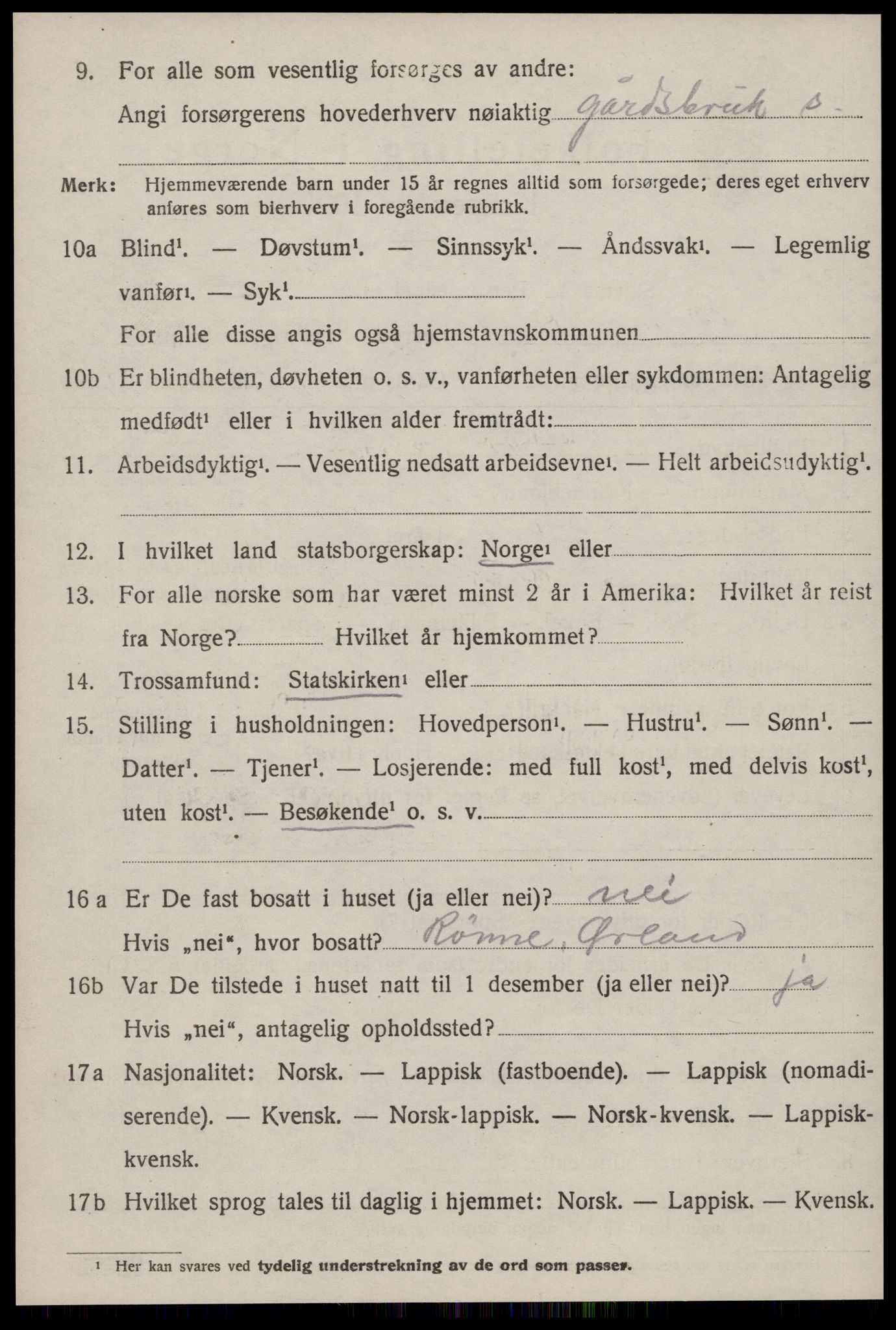 SAT, 1920 census for Ørland, 1920, p. 5402