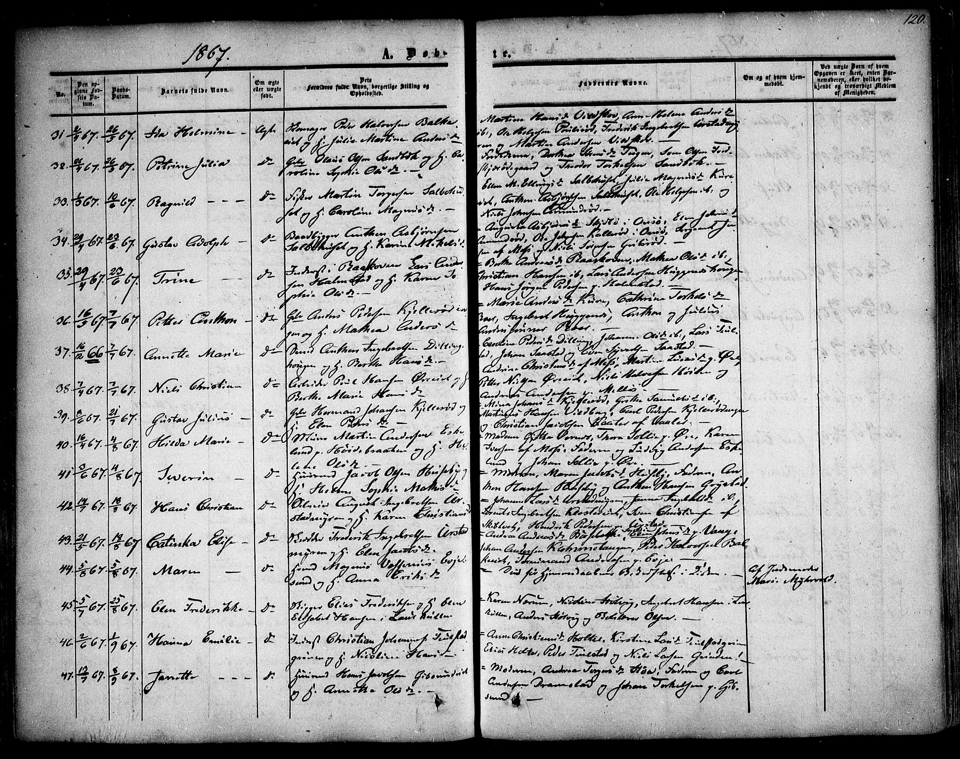 Rygge prestekontor Kirkebøker, AV/SAO-A-10084b/F/Fa/L0005: Parish register (official) no. 5, 1852-1871, p. 120