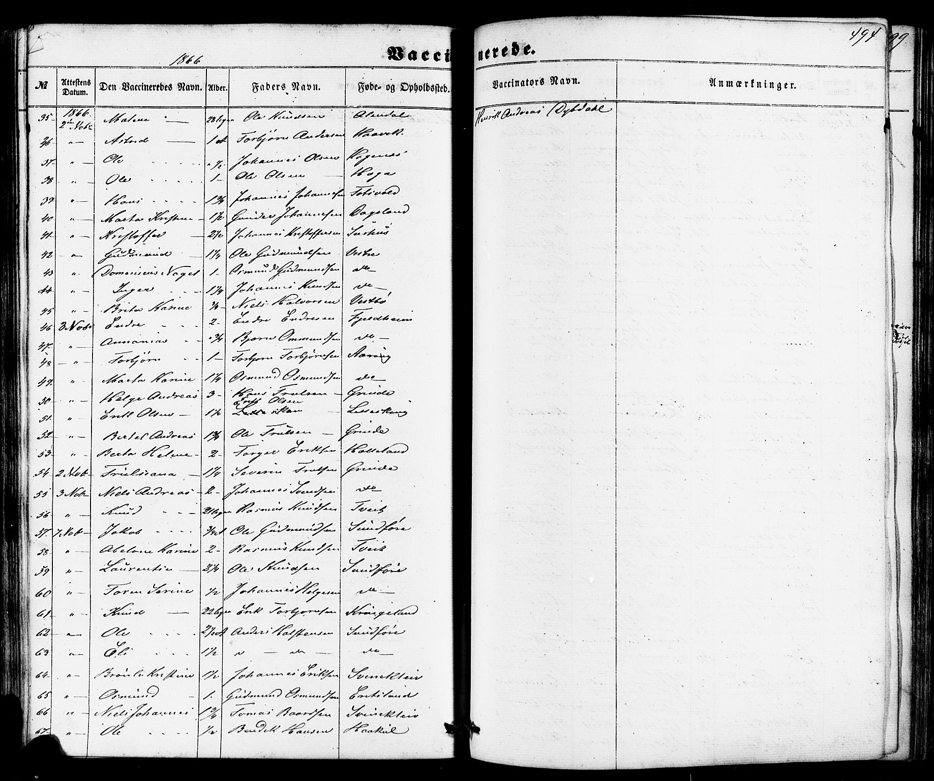 Skjold sokneprestkontor, SAST/A-101847/H/Ha/Haa/L0008: Parish register (official) no. A 8, 1856-1882, p. 494