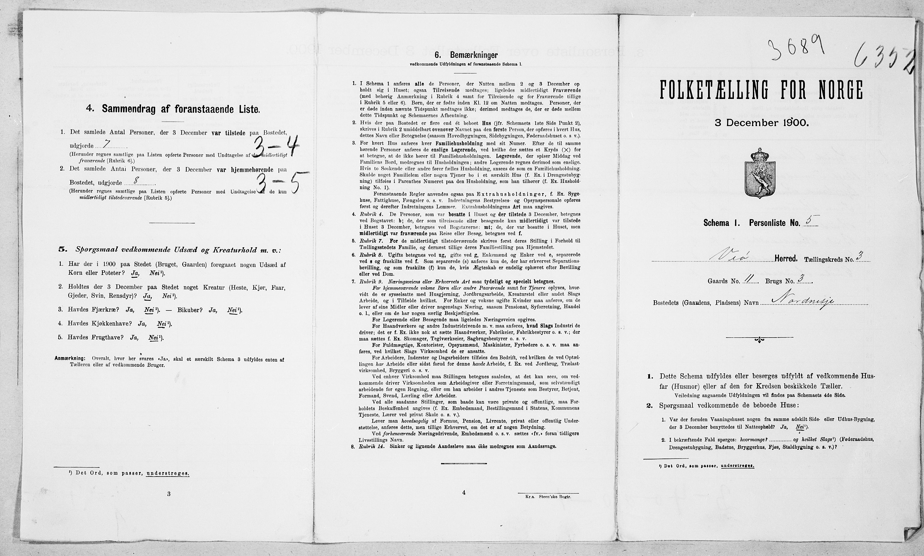 SAT, 1900 census for Veøy, 1900, p. 30