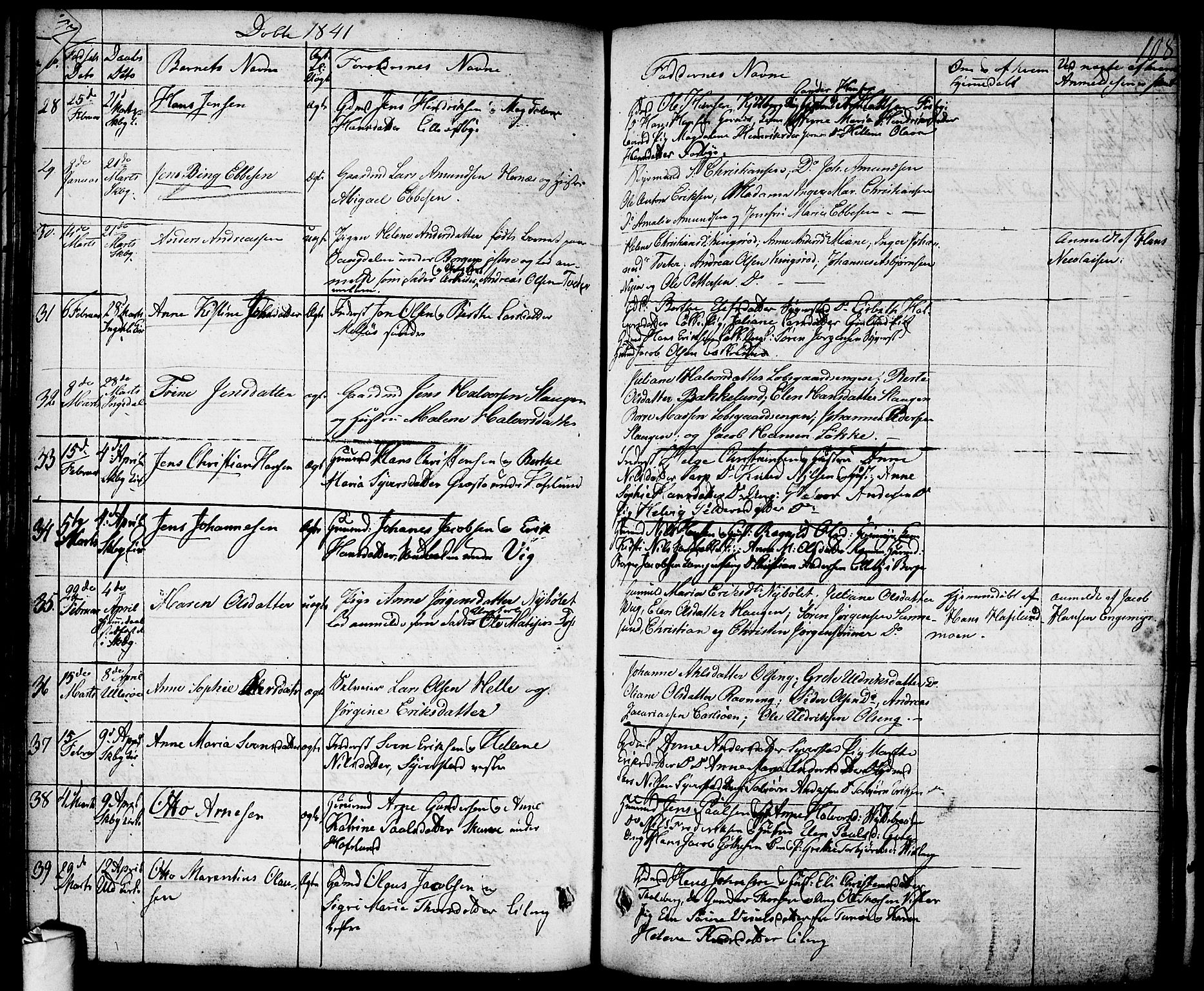 Skjeberg prestekontor Kirkebøker, AV/SAO-A-10923/F/Fa/L0005: Parish register (official) no. I 5, 1830-1845, p. 108