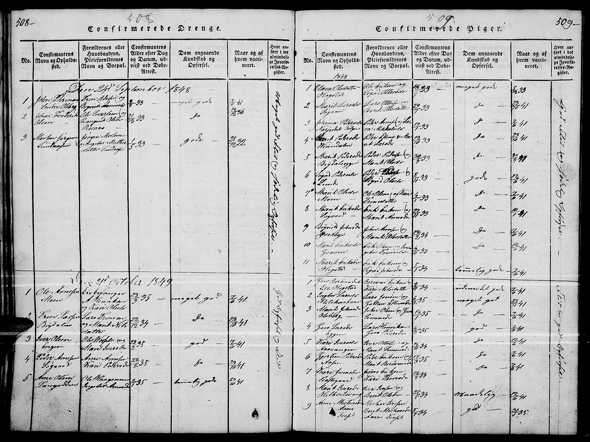 Tynset prestekontor, AV/SAH-PREST-058/H/Ha/Hab/L0004: Parish register (copy) no. 4, 1814-1879, p. 508-509