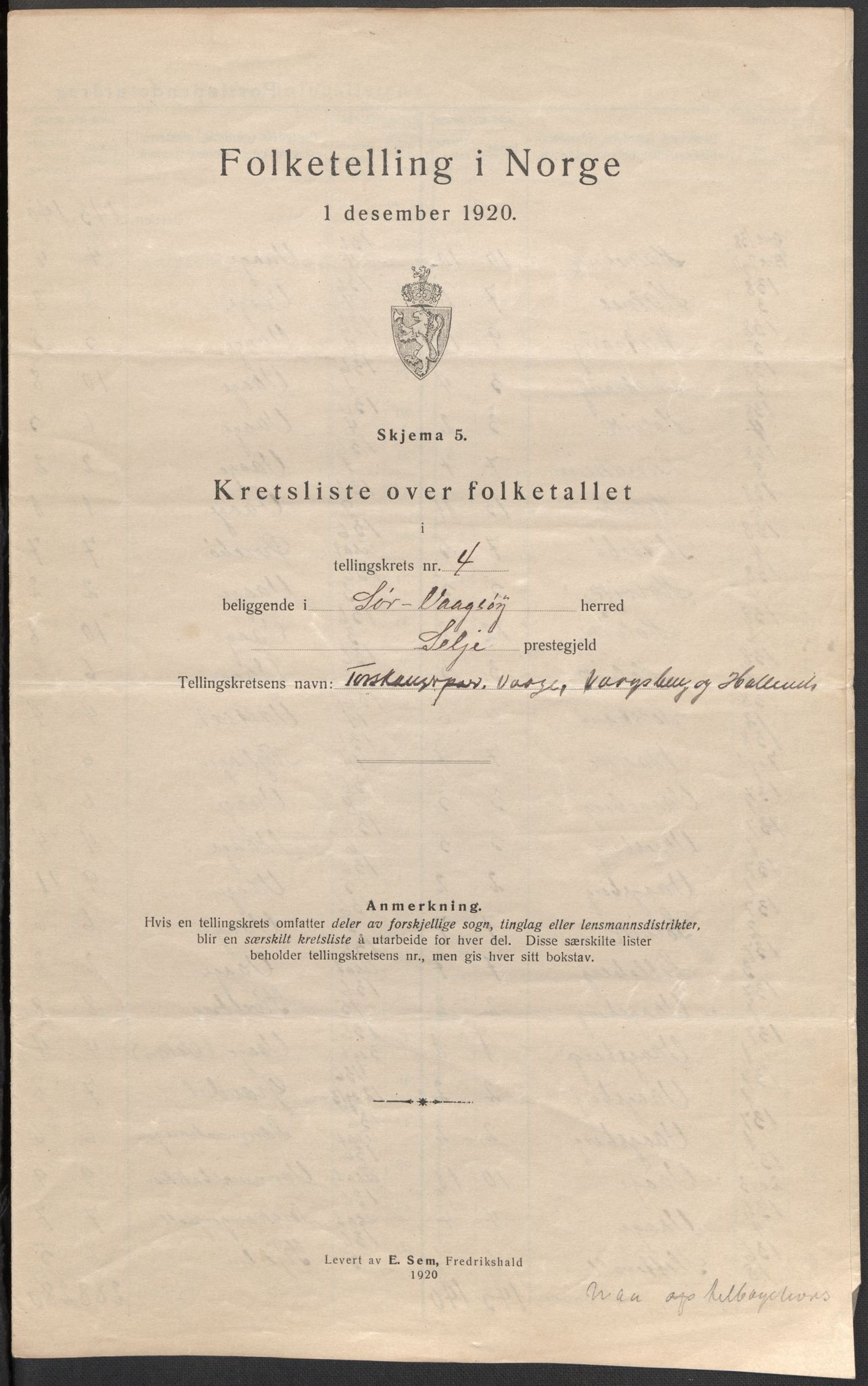 SAB, 1920 census for Sør-Vågsøy, 1920, p. 14
