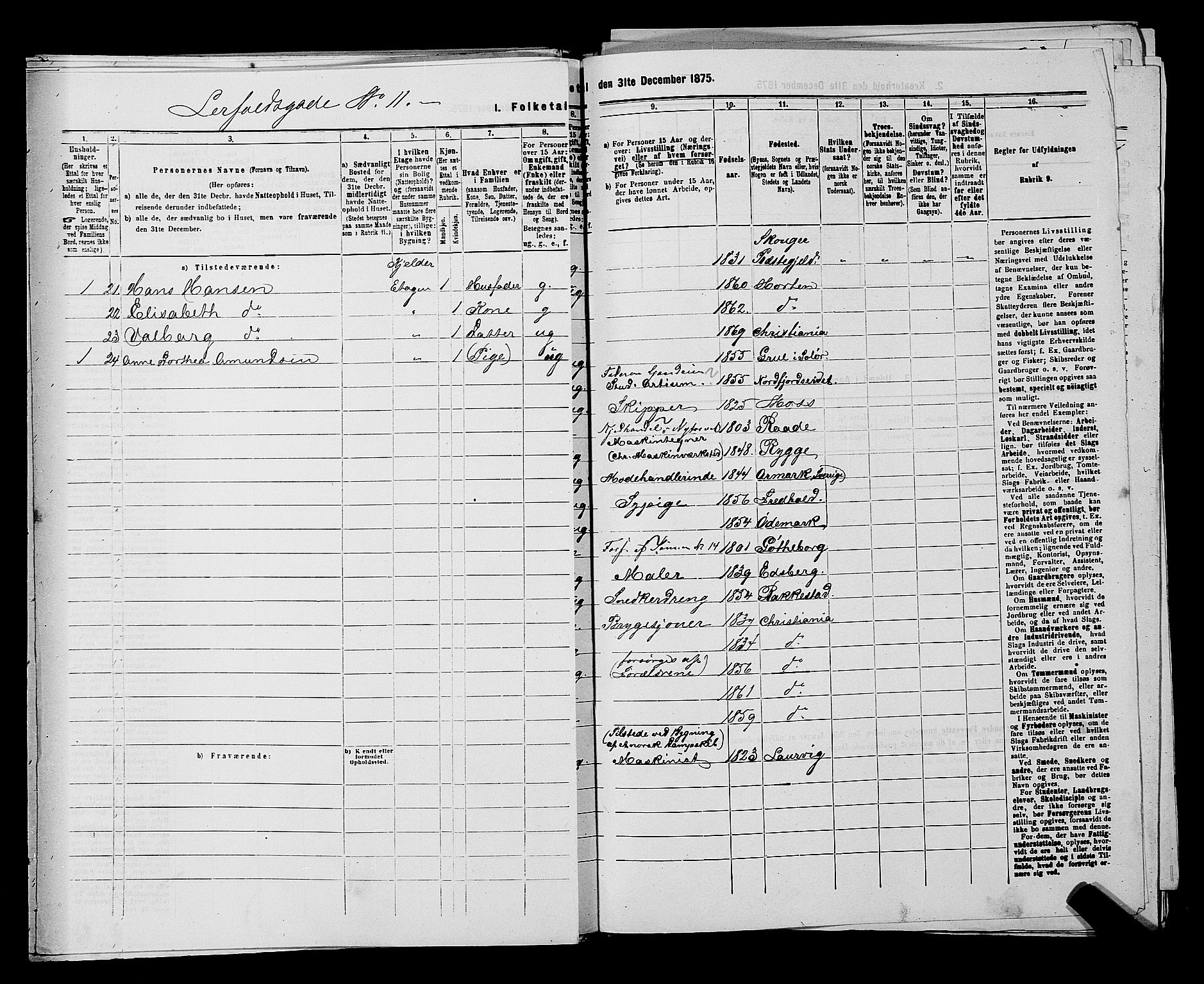 RA, 1875 census for 0301 Kristiania, 1875, p. 7160