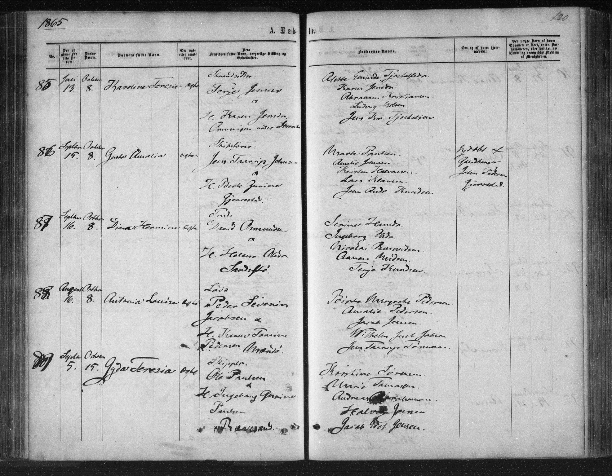 Tromøy sokneprestkontor, SAK/1111-0041/F/Fa/L0007: Parish register (official) no. A 7, 1864-1869, p. 120