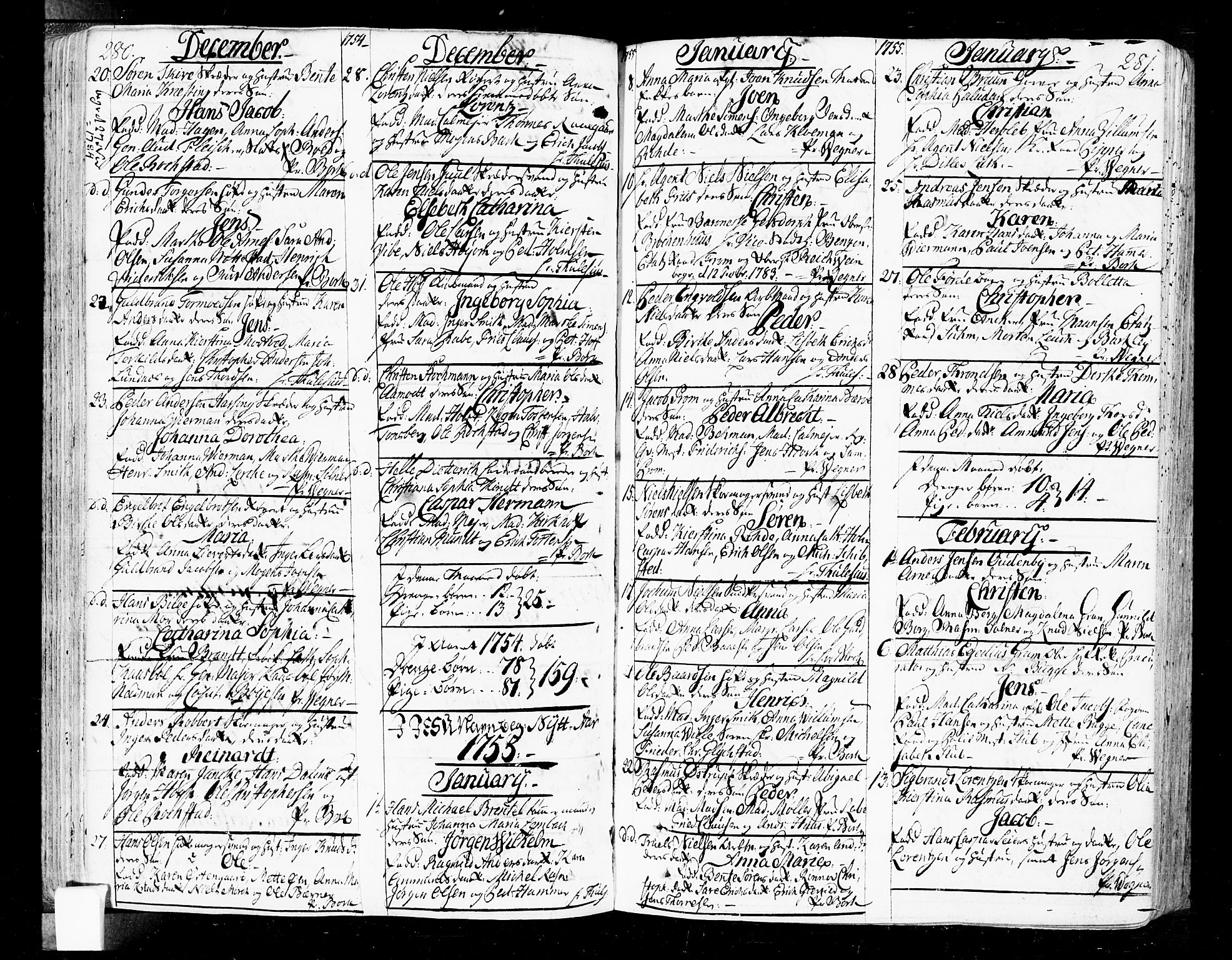 Oslo domkirke Kirkebøker, SAO/A-10752/F/Fa/L0004: Parish register (official) no. 4, 1743-1786, p. 280-281