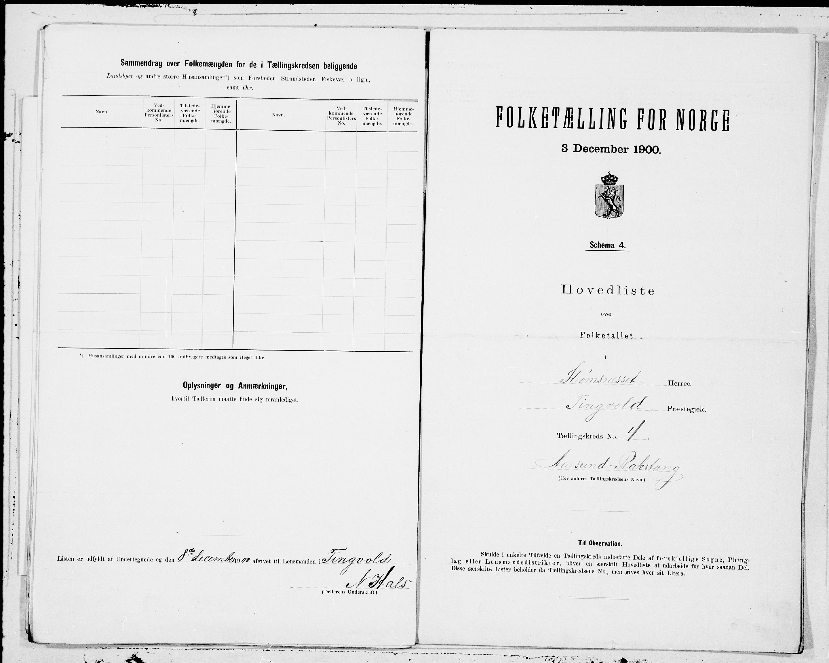 SAT, 1900 census for Straumsnes, 1900, p. 8