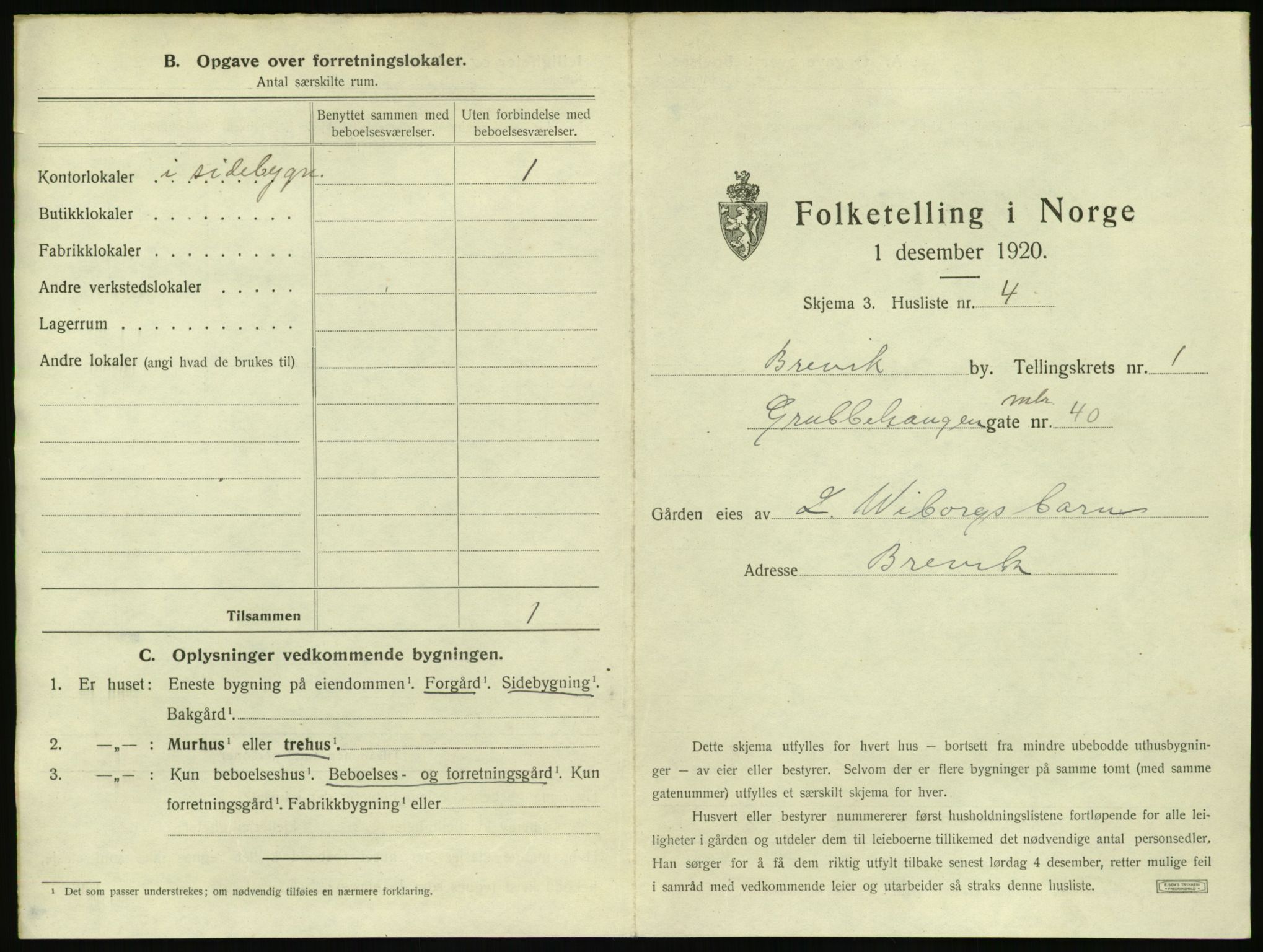 SAKO, 1920 census for Brevik, 1920, p. 28