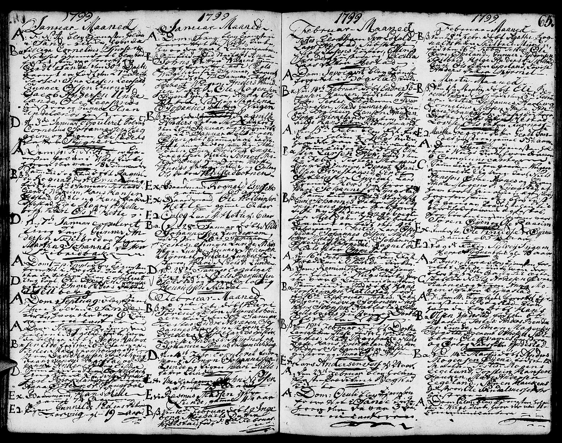 Gaular sokneprestembete, AV/SAB-A-80001/H/Haa: Parish register (official) no. A 2, 1785-1821, p. 65