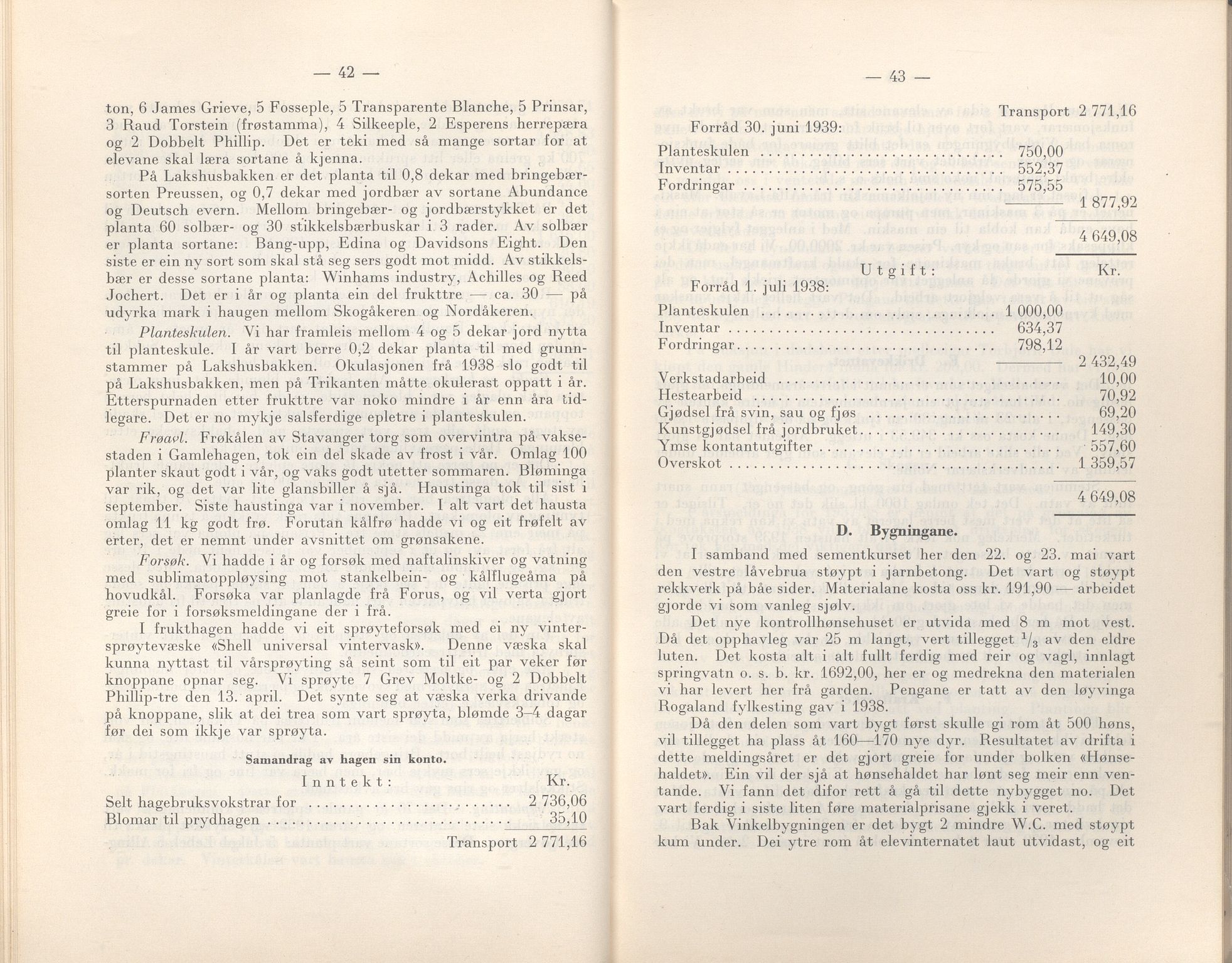 Rogaland fylkeskommune - Fylkesrådmannen , IKAR/A-900/A/Aa/Aaa/L0059: Møtebok , 1940, p. 42-43