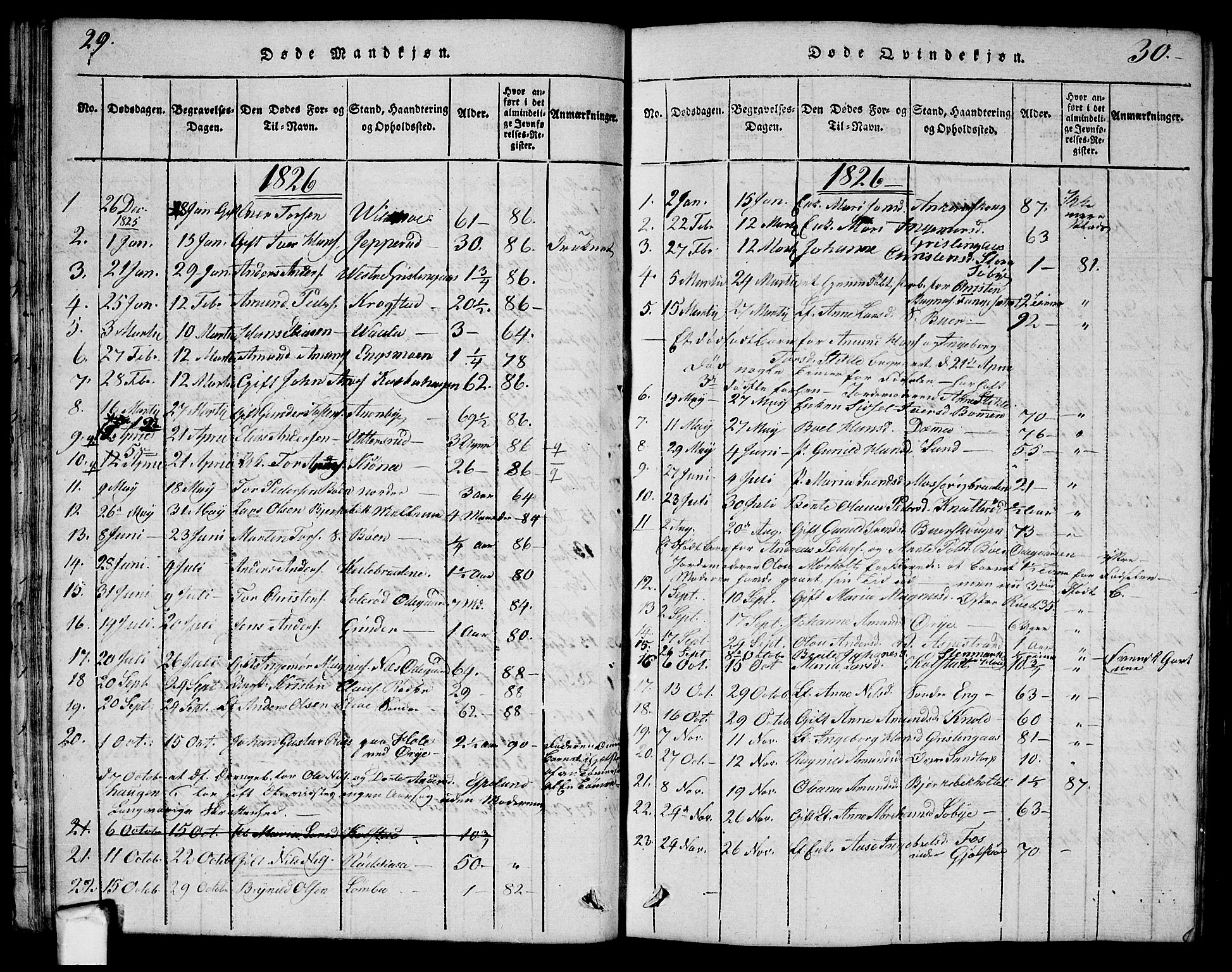 Aremark prestekontor Kirkebøker, SAO/A-10899/G/Ga/L0001: Parish register (copy) no.  I 1, 1814-1834, p. 29-30