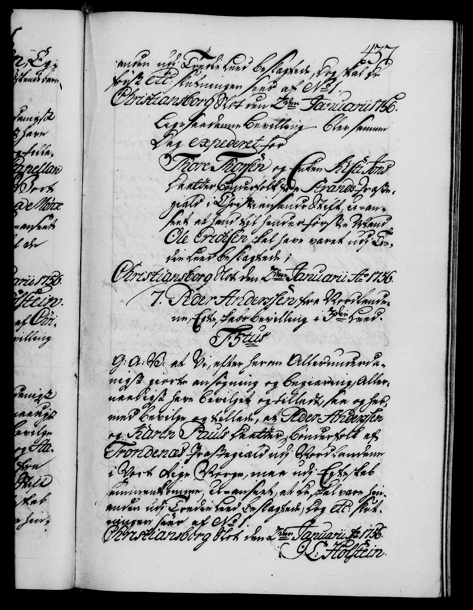 Danske Kanselli 1572-1799, AV/RA-EA-3023/F/Fc/Fca/Fcaa/L0039: Norske registre, 1755-1756, p. 437a