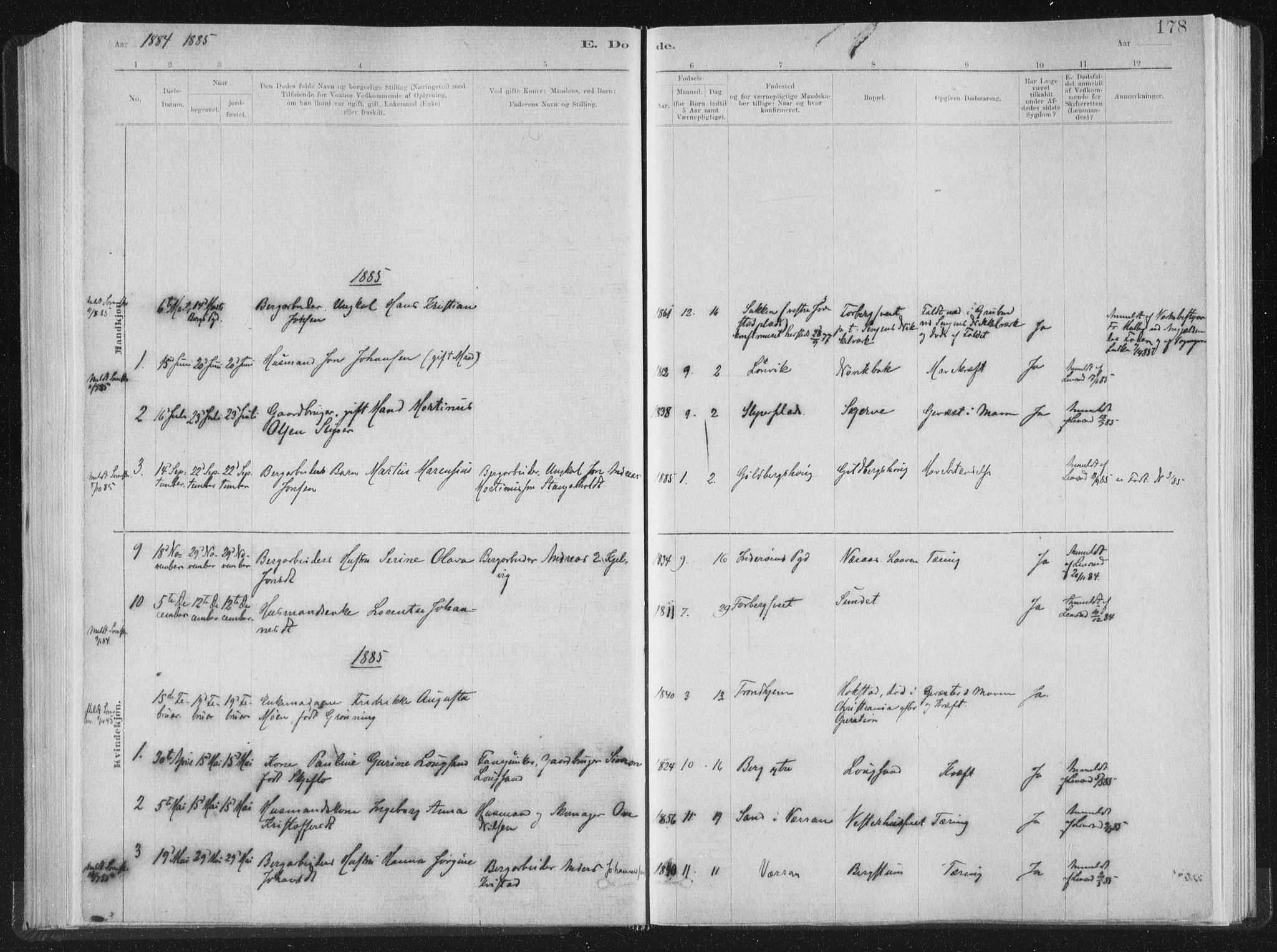 Ministerialprotokoller, klokkerbøker og fødselsregistre - Nord-Trøndelag, SAT/A-1458/722/L0220: Parish register (official) no. 722A07, 1881-1908, p. 178