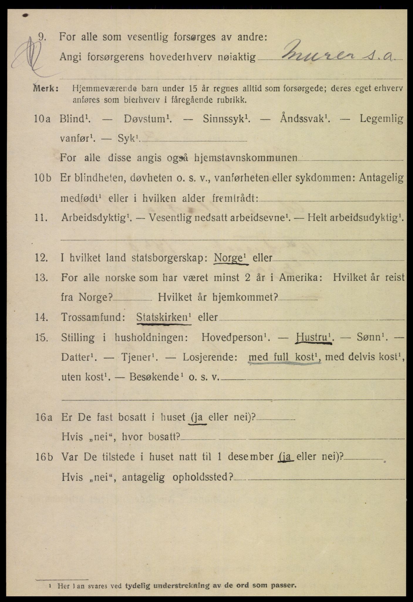 SAT, 1920 census for Steinkjer, 1920, p. 6309