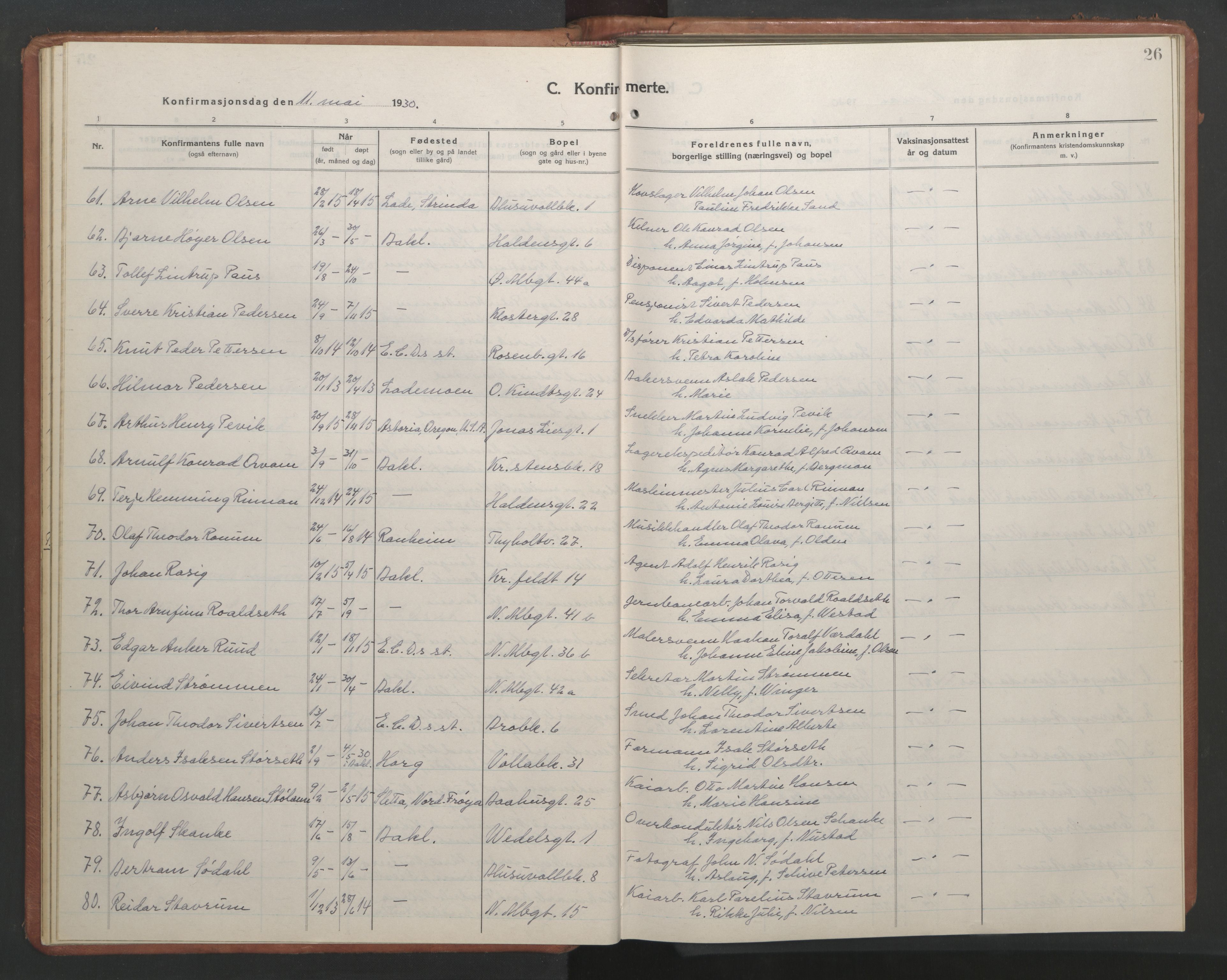 Ministerialprotokoller, klokkerbøker og fødselsregistre - Sør-Trøndelag, AV/SAT-A-1456/604/L0228: Parish register (copy) no. 604C11, 1928-1950, p. 26