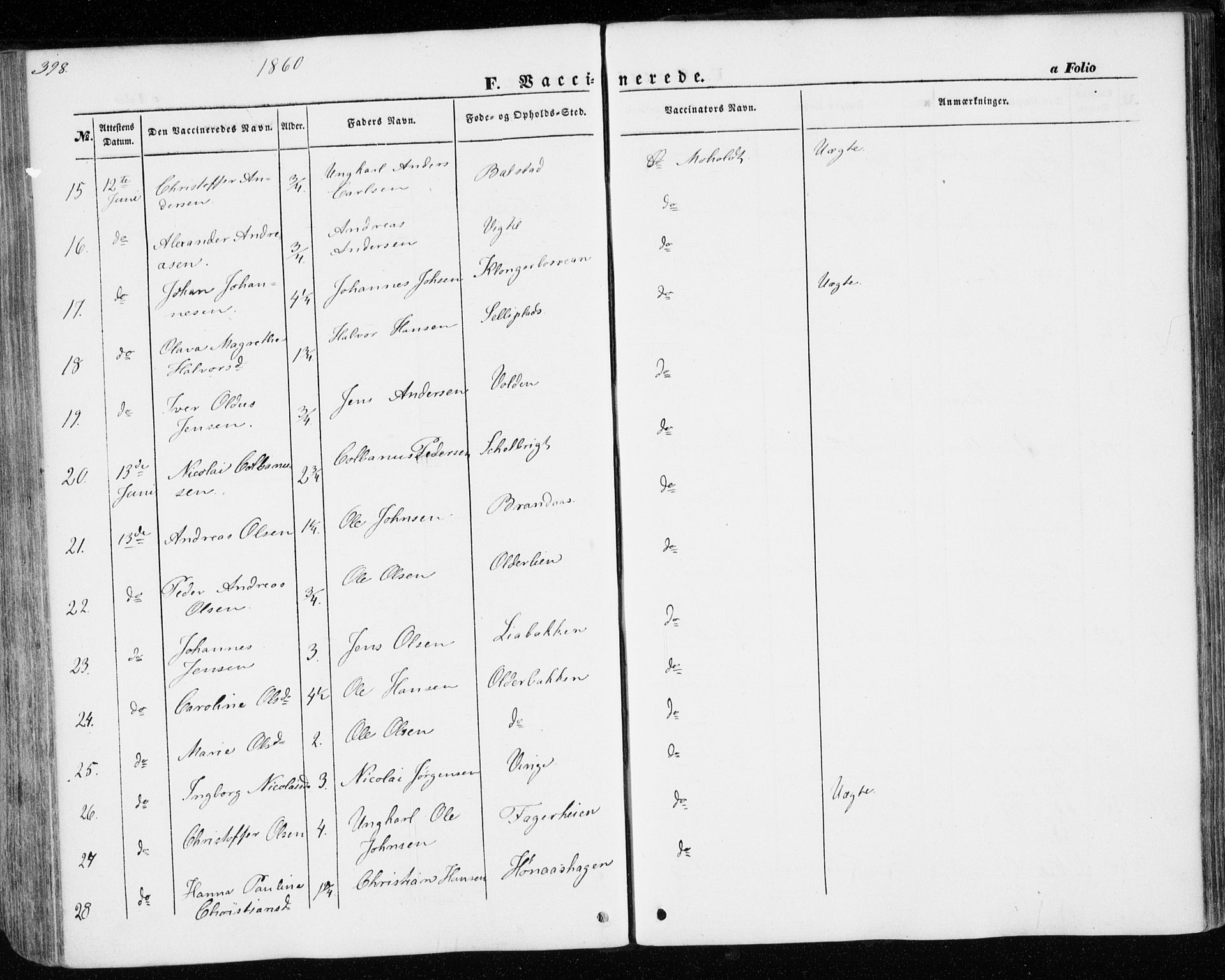 Ministerialprotokoller, klokkerbøker og fødselsregistre - Nord-Trøndelag, SAT/A-1458/701/L0008: Parish register (official) no. 701A08 /1, 1854-1863, p. 398