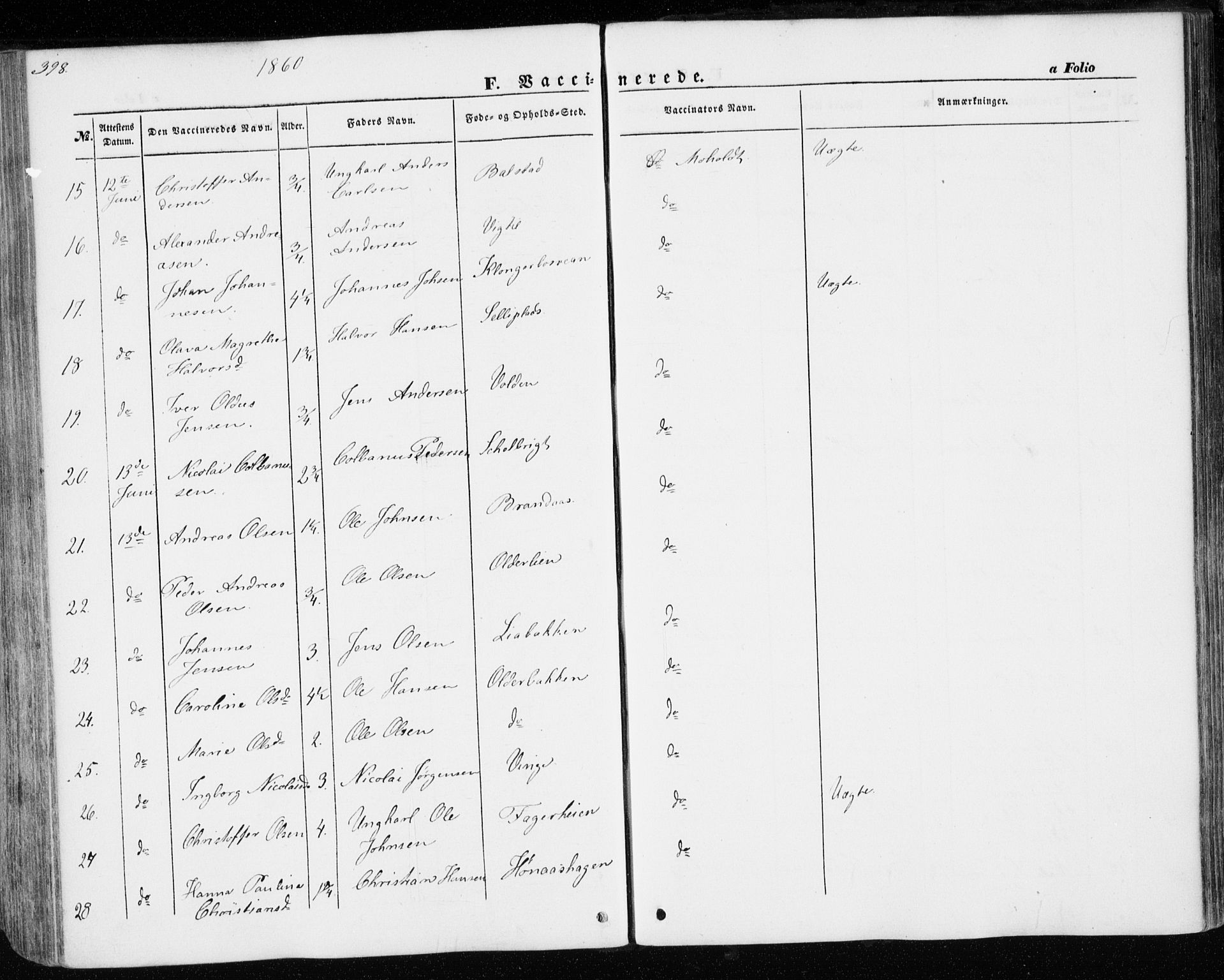 Ministerialprotokoller, klokkerbøker og fødselsregistre - Nord-Trøndelag, AV/SAT-A-1458/701/L0008: Parish register (official) no. 701A08 /1, 1854-1863, p. 398