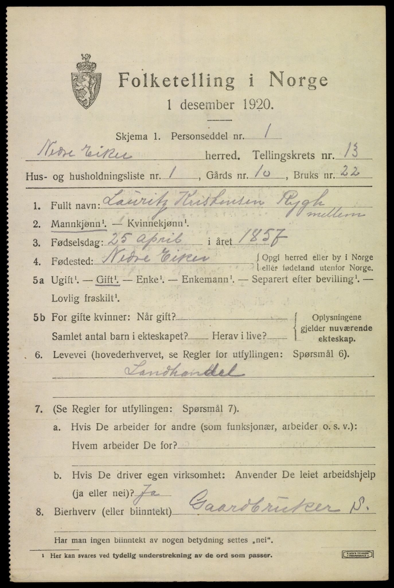 SAKO, 1920 census for Nedre Eiker, 1920, p. 14721