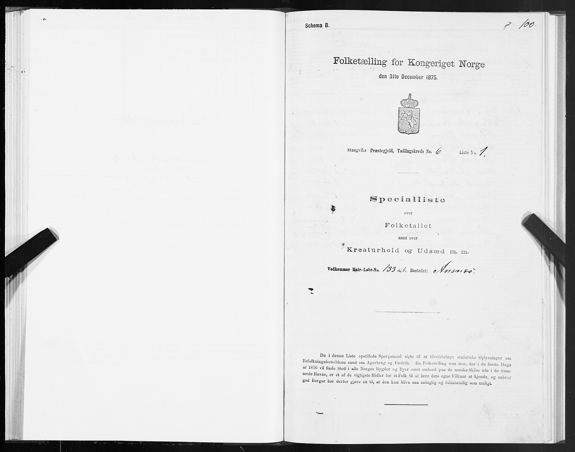 SAT, 1875 census for 1564P Stangvik, 1875, p. 3100