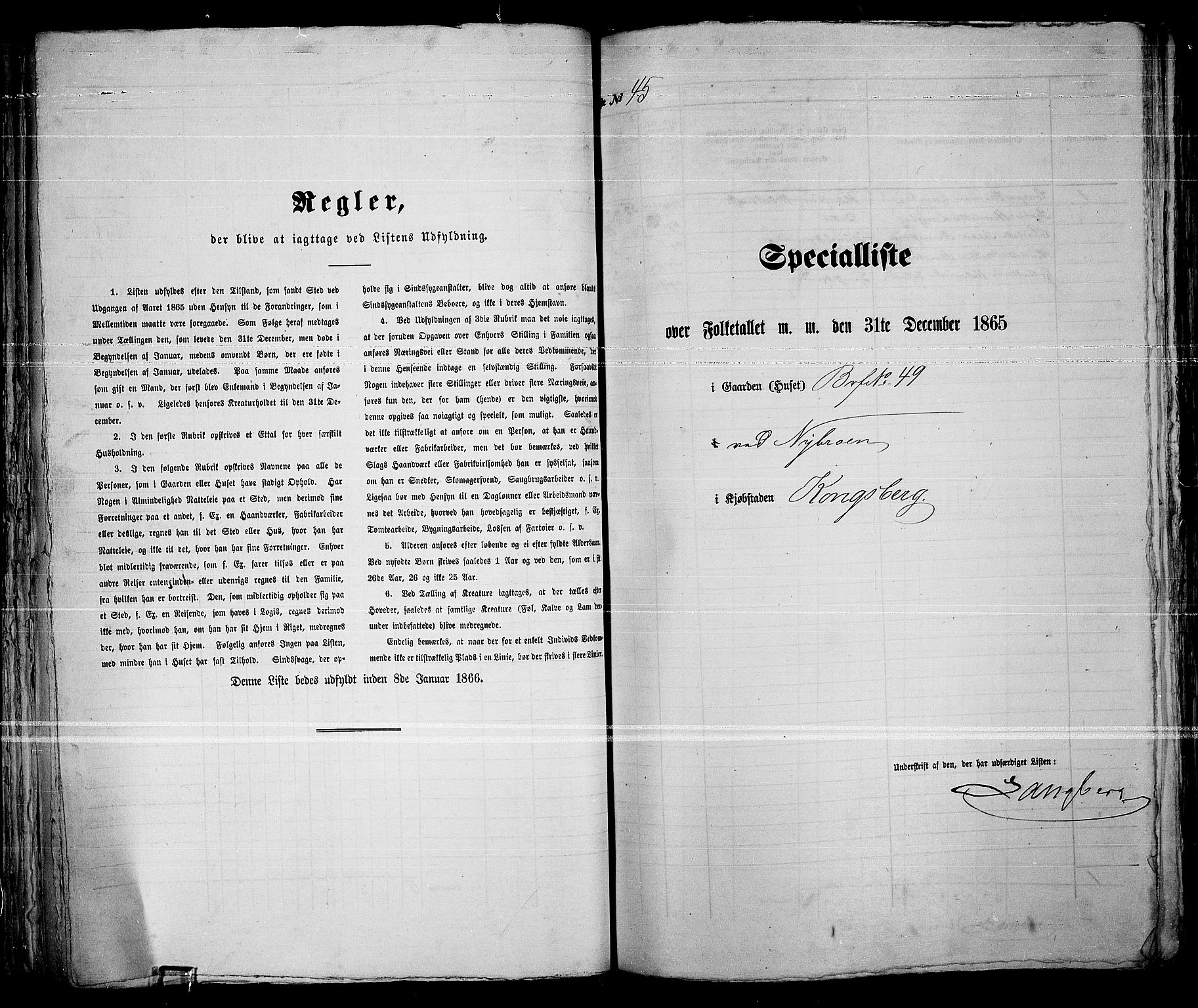 RA, 1865 census for Kongsberg/Kongsberg, 1865, p. 99